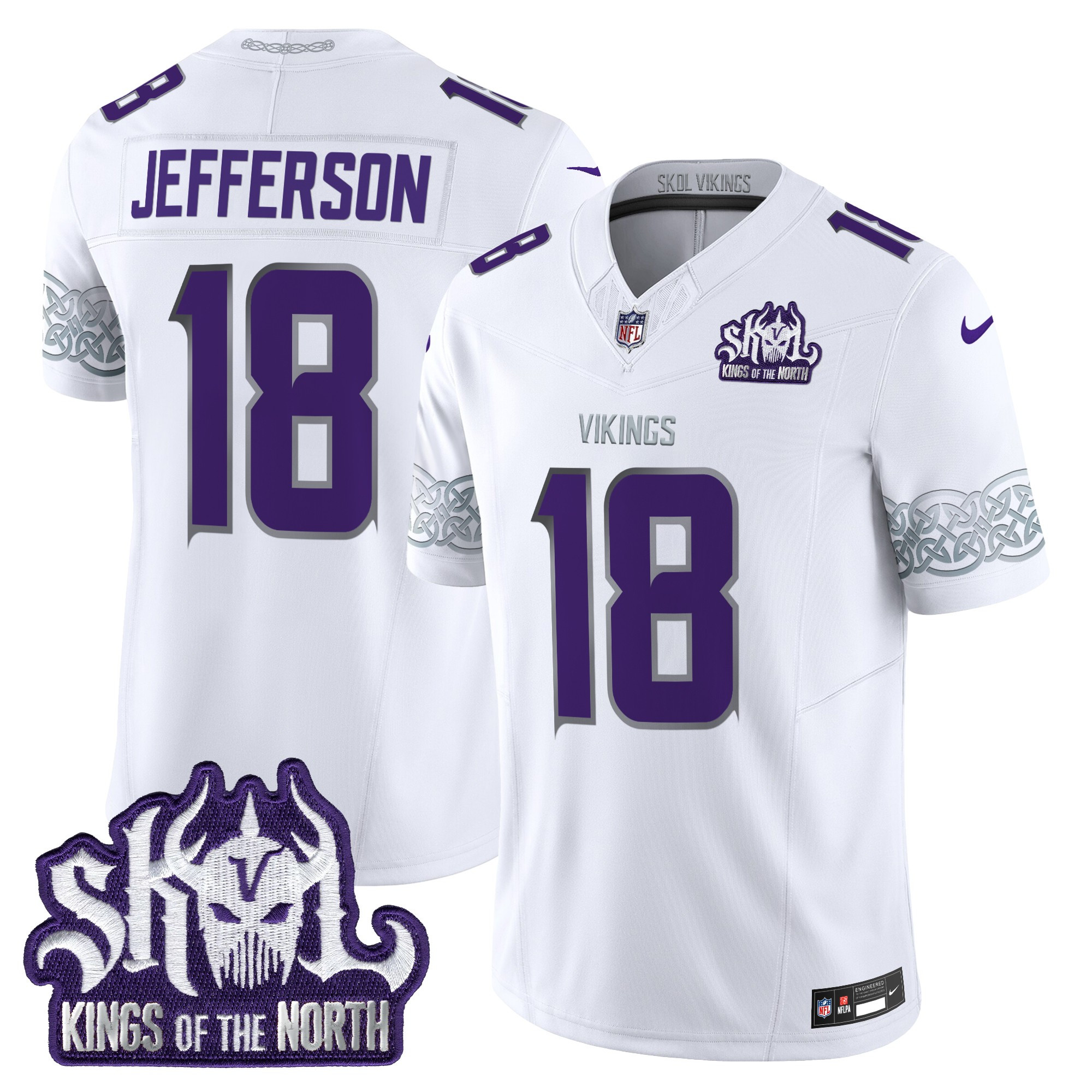 Justin Jefferson Men's Minnesota Vikings Kings Of The North Patch Vapor Limited Winter Warrior Jersey - All Stitched