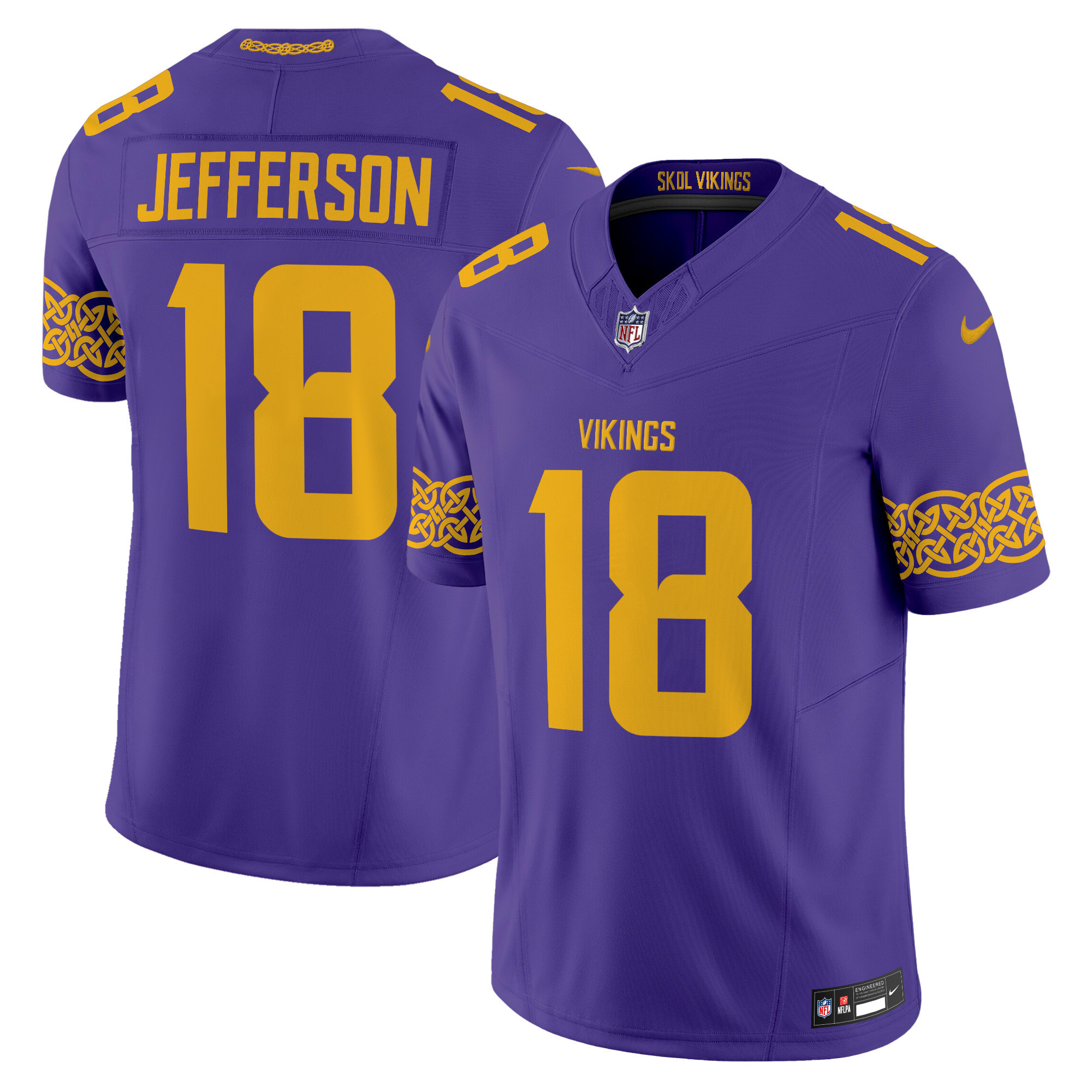 Justin Jefferson Men's Minnesota Vikings Nordic Pattern Vapor Limited Purple Jersey - All Stitched