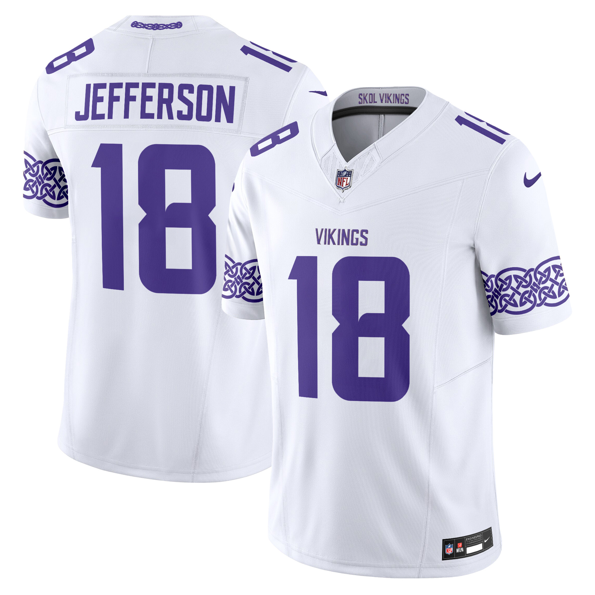 Justin Jefferson Men's Minnesota Vikings Nordic Pattern Vapor Limited White Jersey - All Stitched