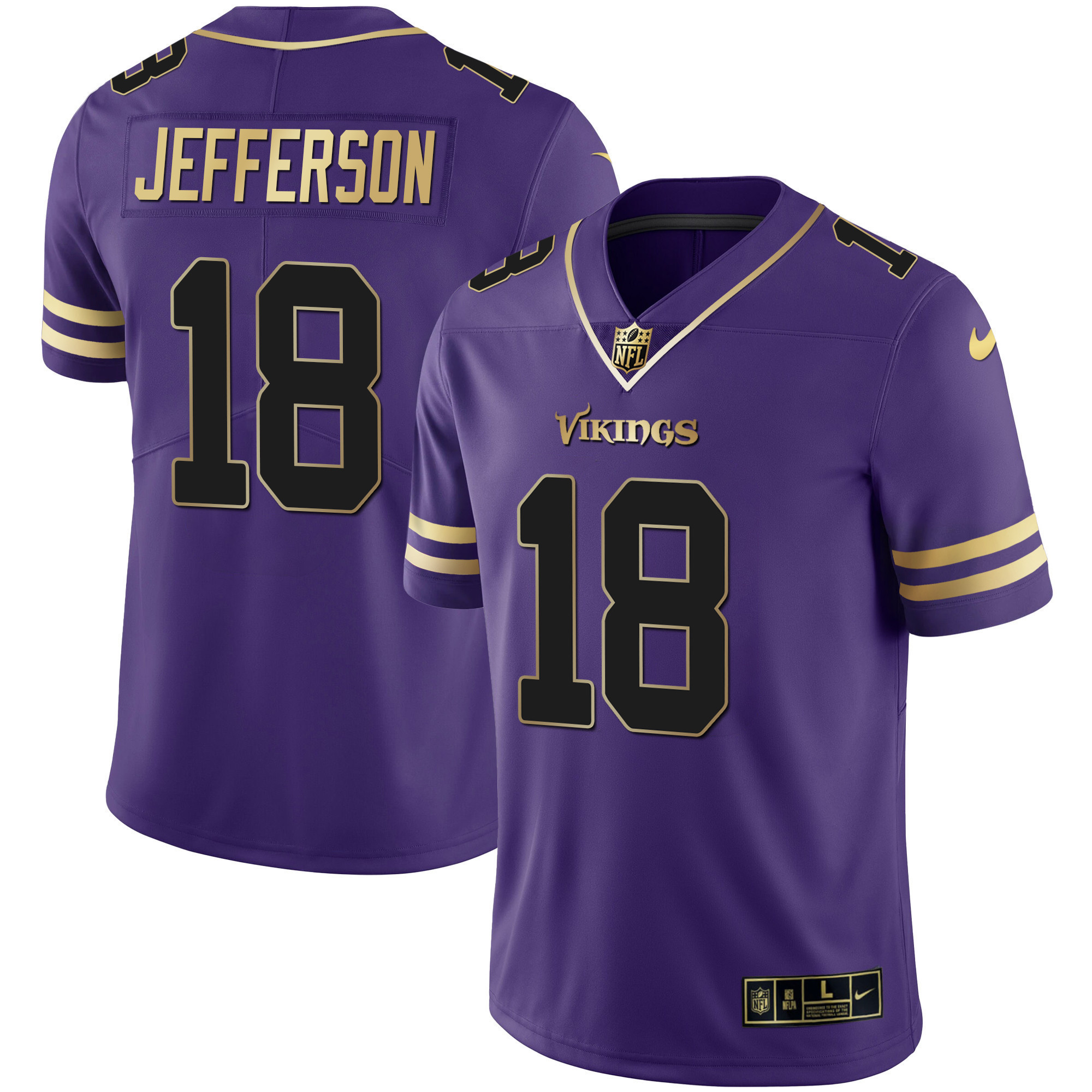Justin Jefferson Men's Minnesota Vikings Purple Gold Vapor Purple Gold Jersey - All Stitched