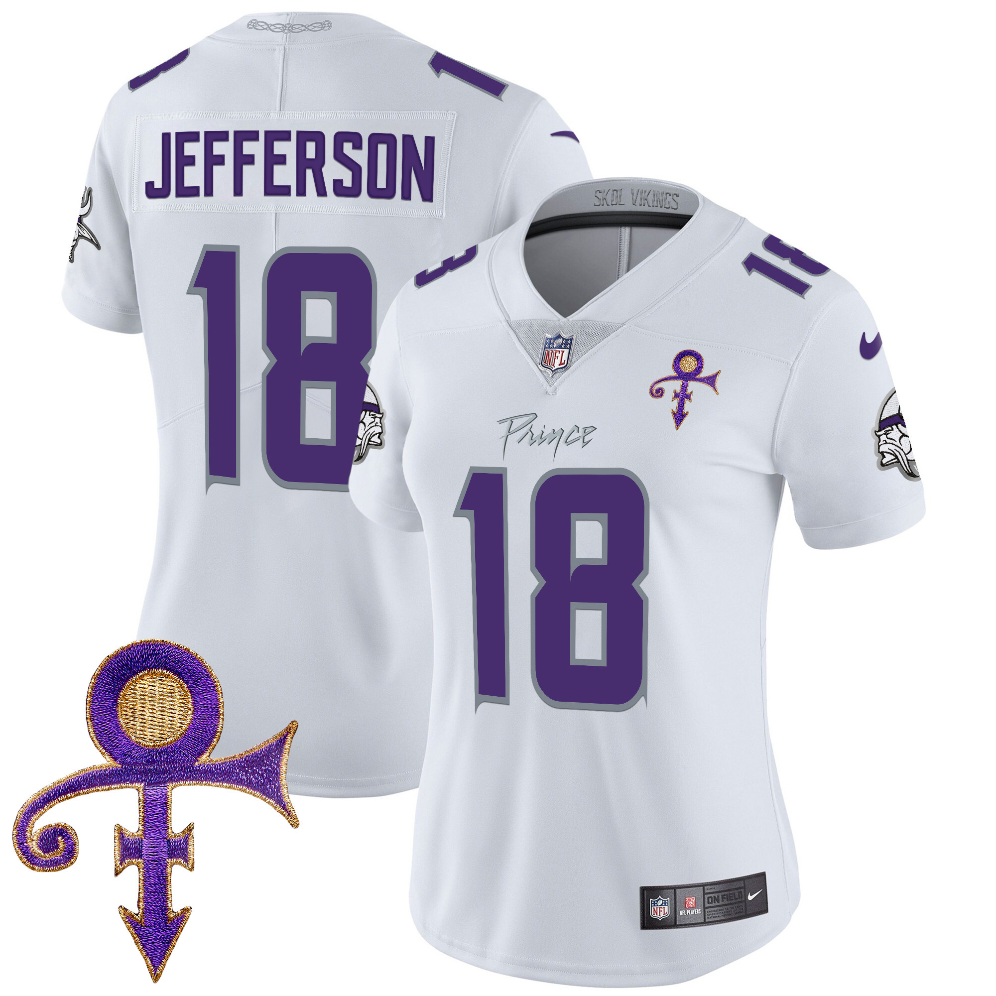 Justin Jefferson Women's Minnesota Vikings 2024 Prince Vapor Limited White Limited Jersey - All Stitched