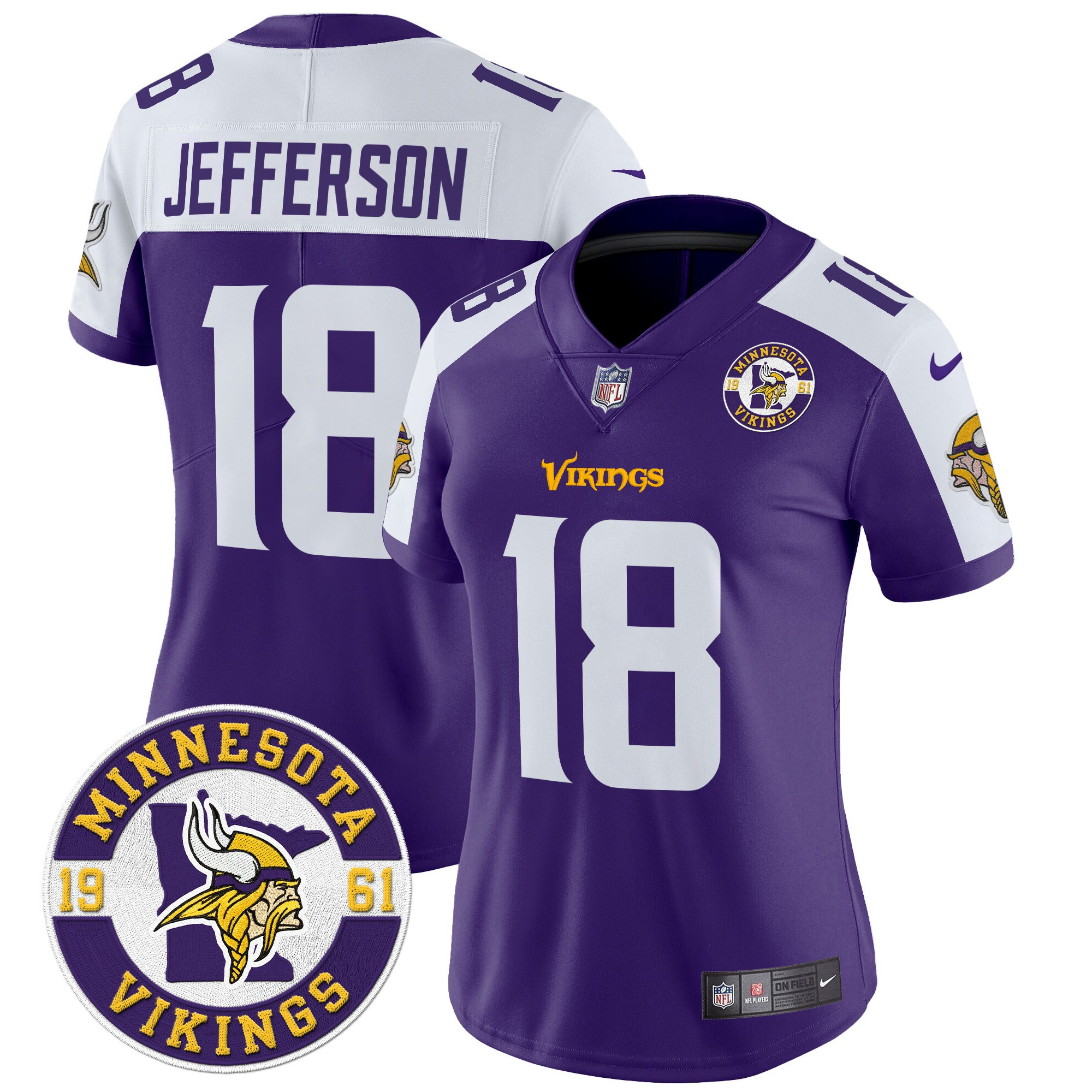 Justin Jefferson Women's Minnesota Vikings 2024 Vapor Limited Purple Alternate Jersey - All Stitched