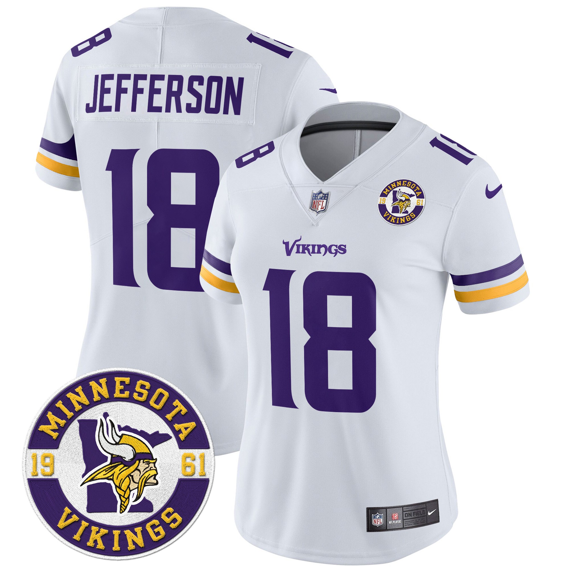 Justin Jefferson Women's Minnesota Vikings 2024 Vapor Limited White Jersey - All Stitched