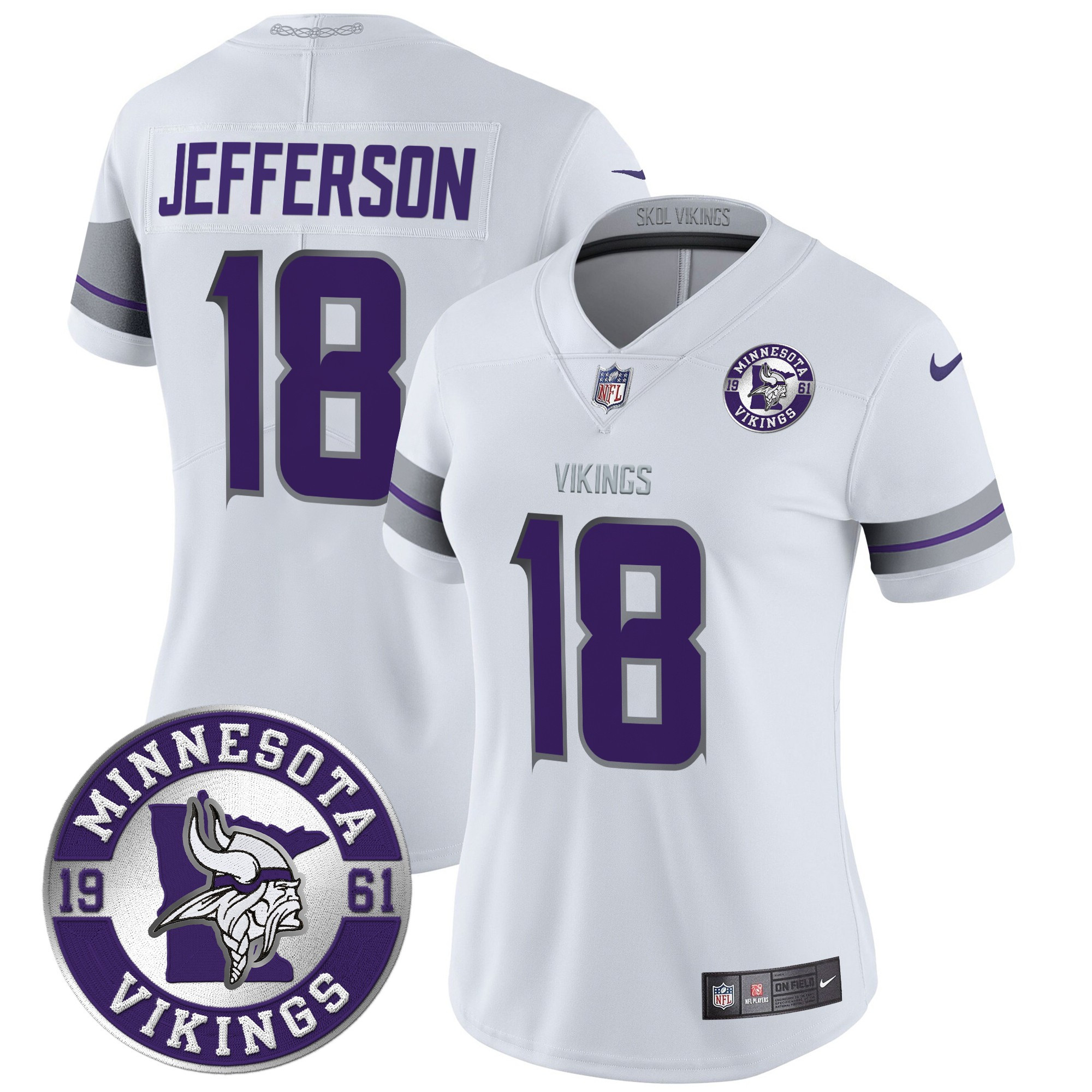 Justin Jefferson Women's Minnesota Vikings 2024 Vapor Limited White Jersey - All Stitched