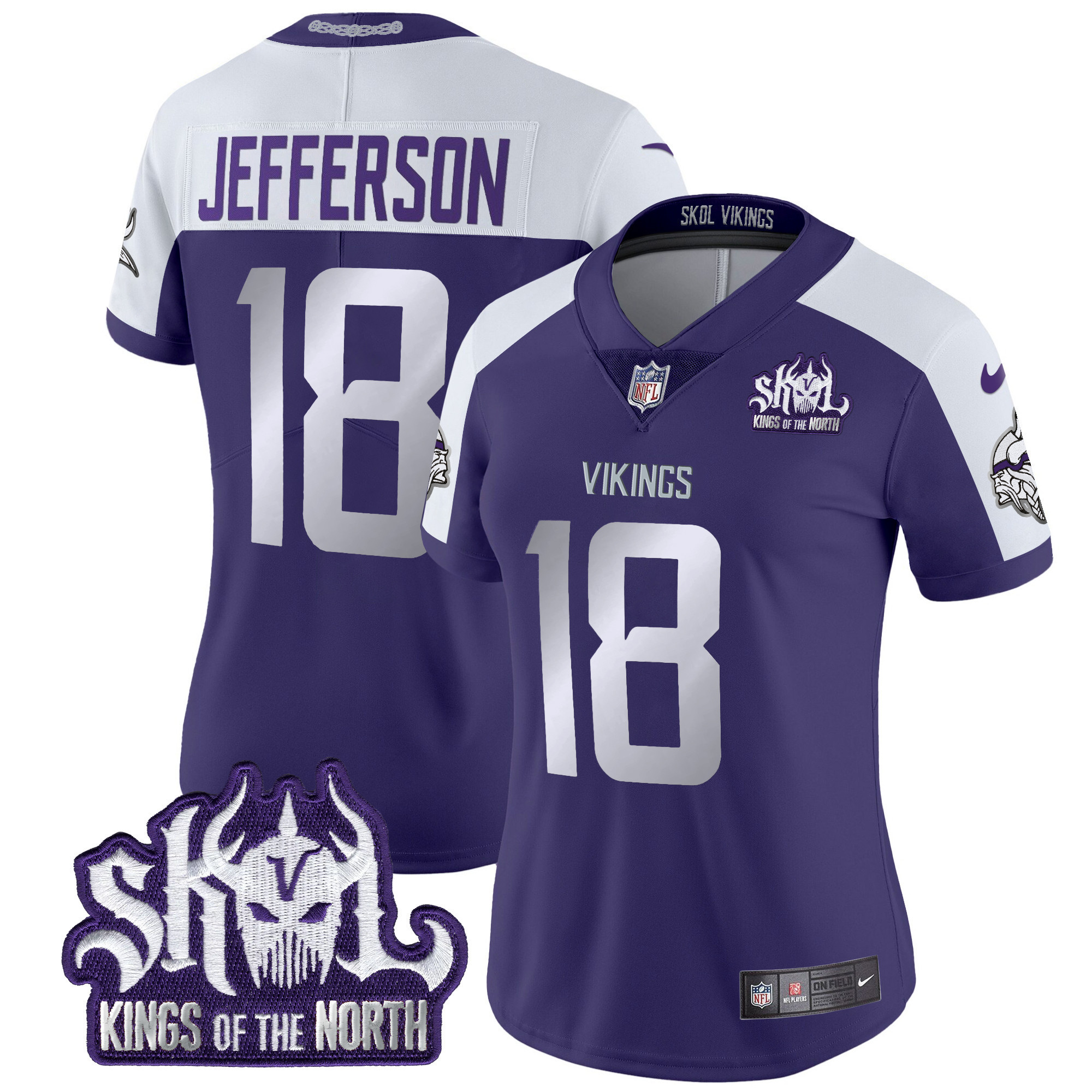 Justin Jefferson Women's Minnesota Vikings 2024 Winter Warrior Skol Patch Vapor Limited Purple Alternate Jersey - All Stitched