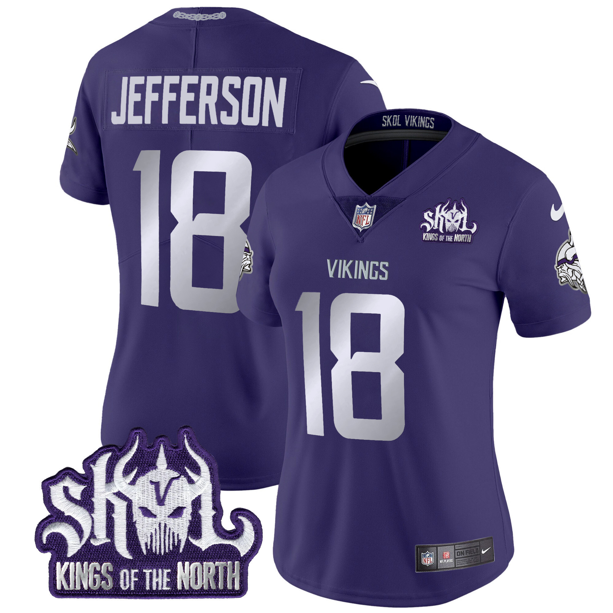 Justin Jefferson Women's Minnesota Vikings 2024 Winter Warrior Skol Patch Vapor Limited Purple Jersey - All Stitched