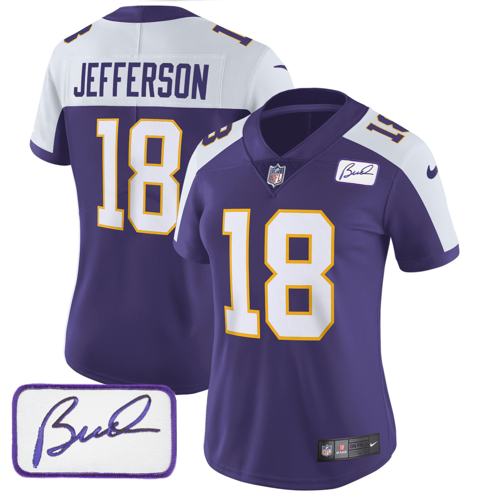 Justin Jefferson Women's Minnesota Vikings Bud Grant Patch Classic Limited Alternate Jersey - All Stitched