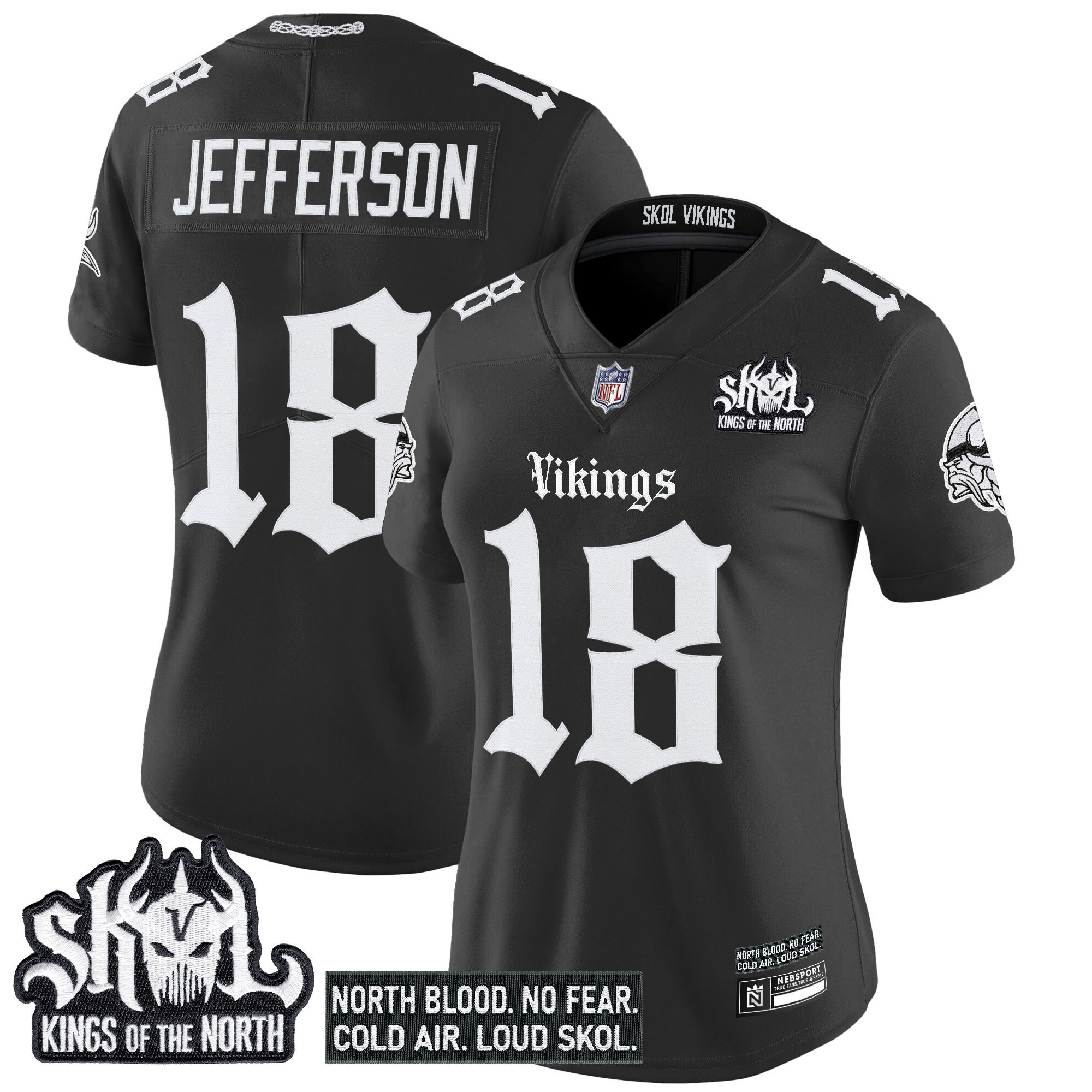 Justin Jefferson Women's Minnesota Vikings 'Gothic Norseblood Edition' Vapor Limited Black Jersey - All Stitched