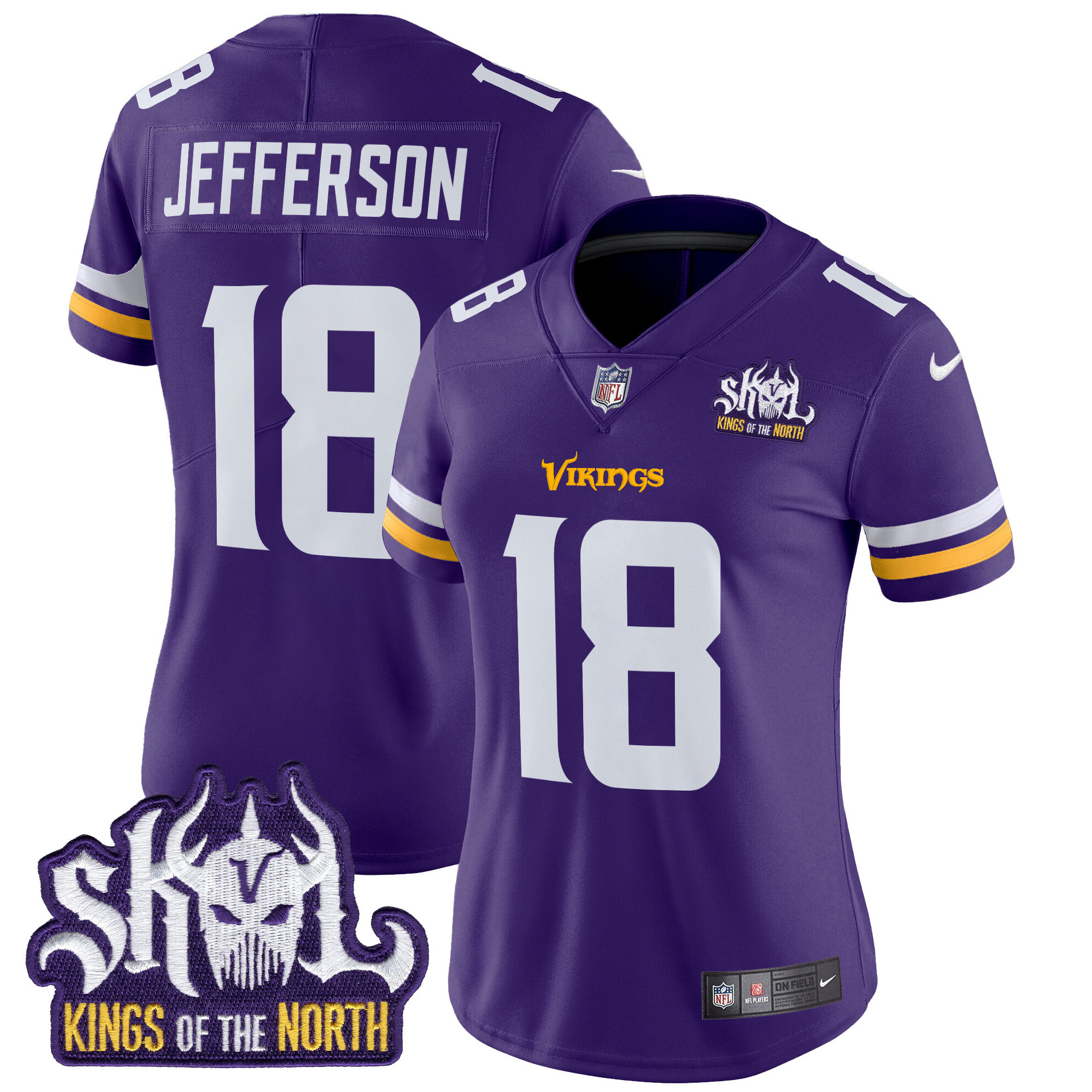 Justin Jefferson Women's Minnesota Vikings Kings Of The North Patch Vapor Limited Purple Jersey - All Stitched