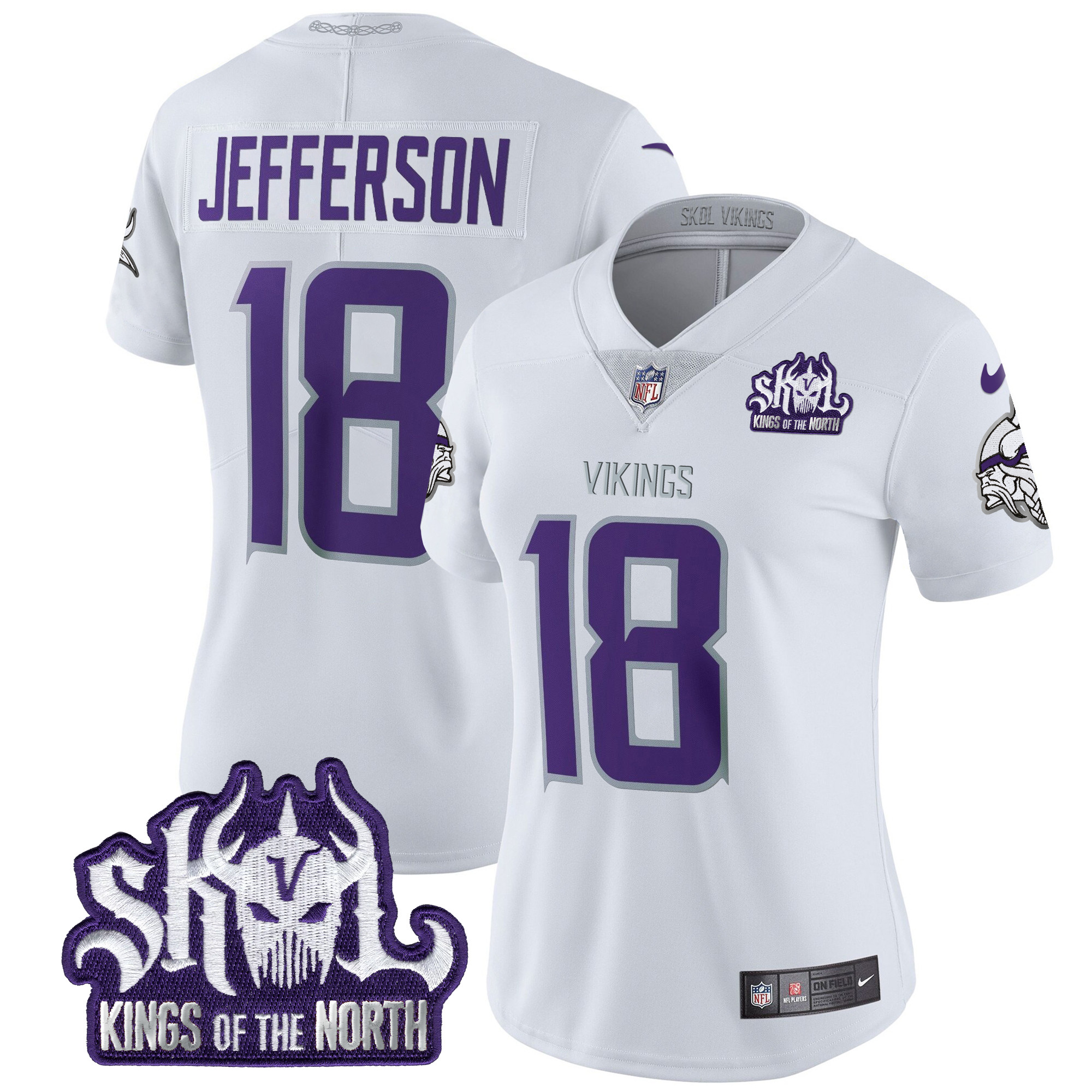 Justin Jefferson Women's Minnesota Vikings Kings Of The North Patch Vapor Limited Winter Warrior Jersey - All Stitched