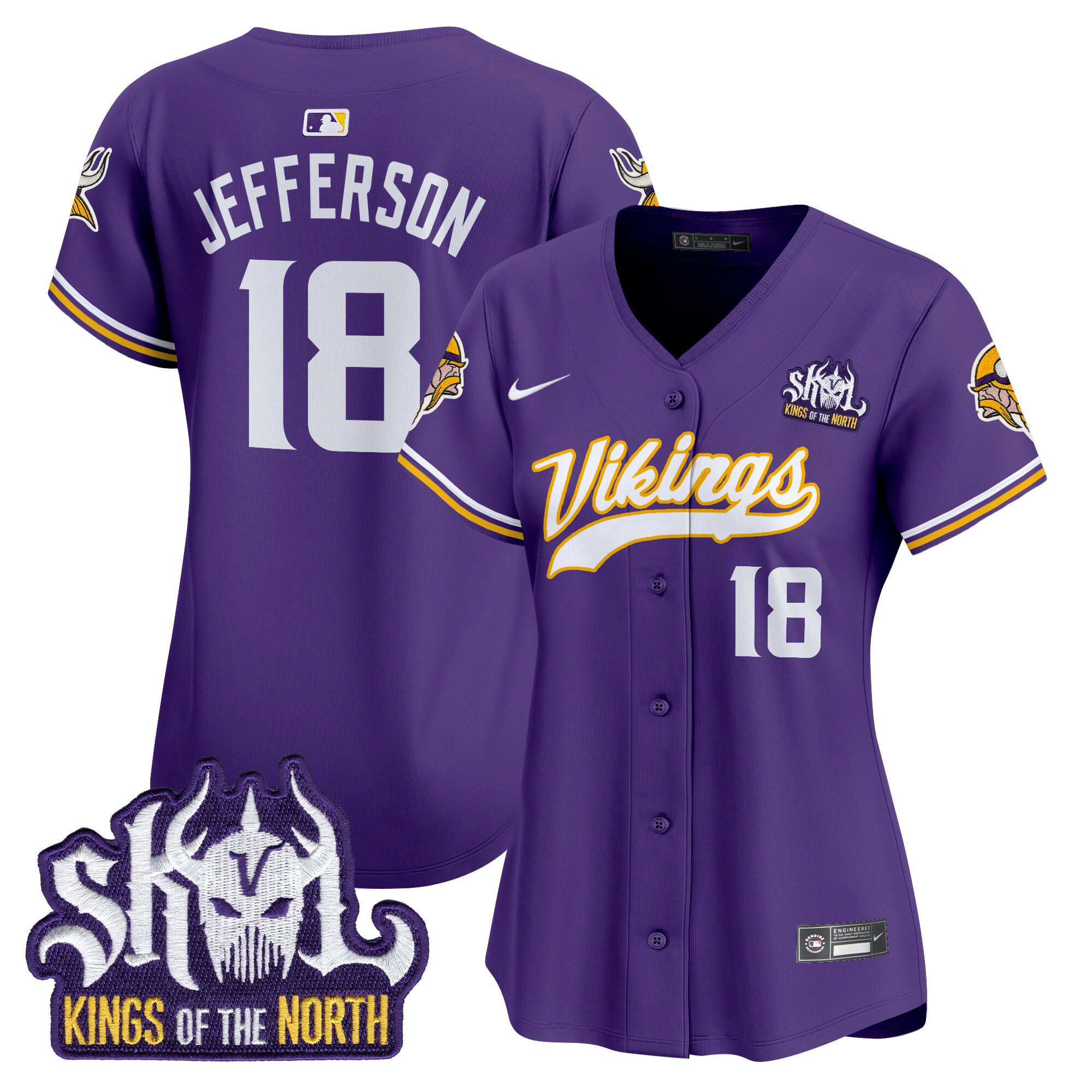 Justin Jefferson Women's Minnesota Vikings Kings Of The North Patch Vapor Premier Limited Purple Jersey - All Stitched