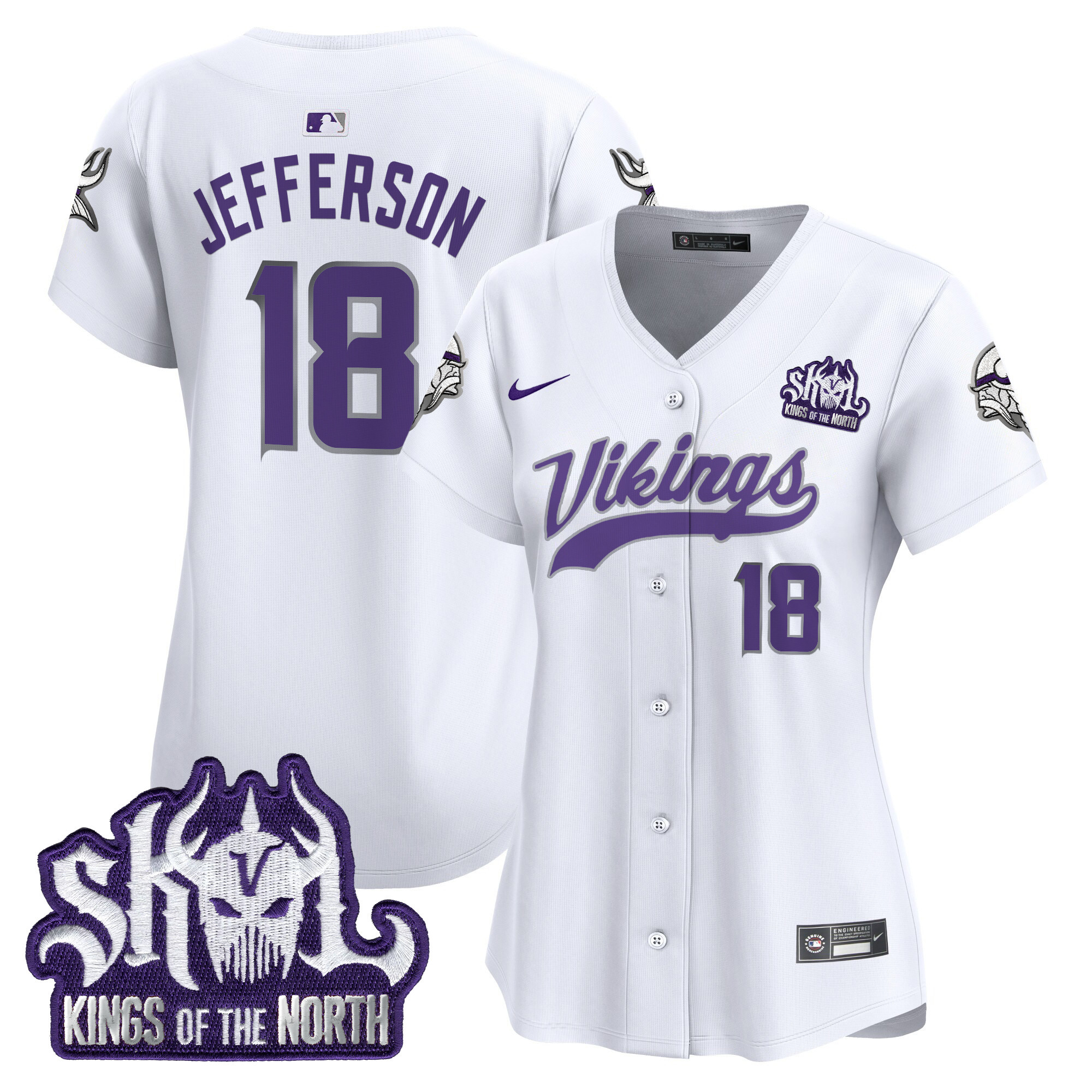 Justin Jefferson Women's Minnesota Vikings Kings Of The North Patch Vapor Premier Limited Winter Warrior Jersey - All Stitched