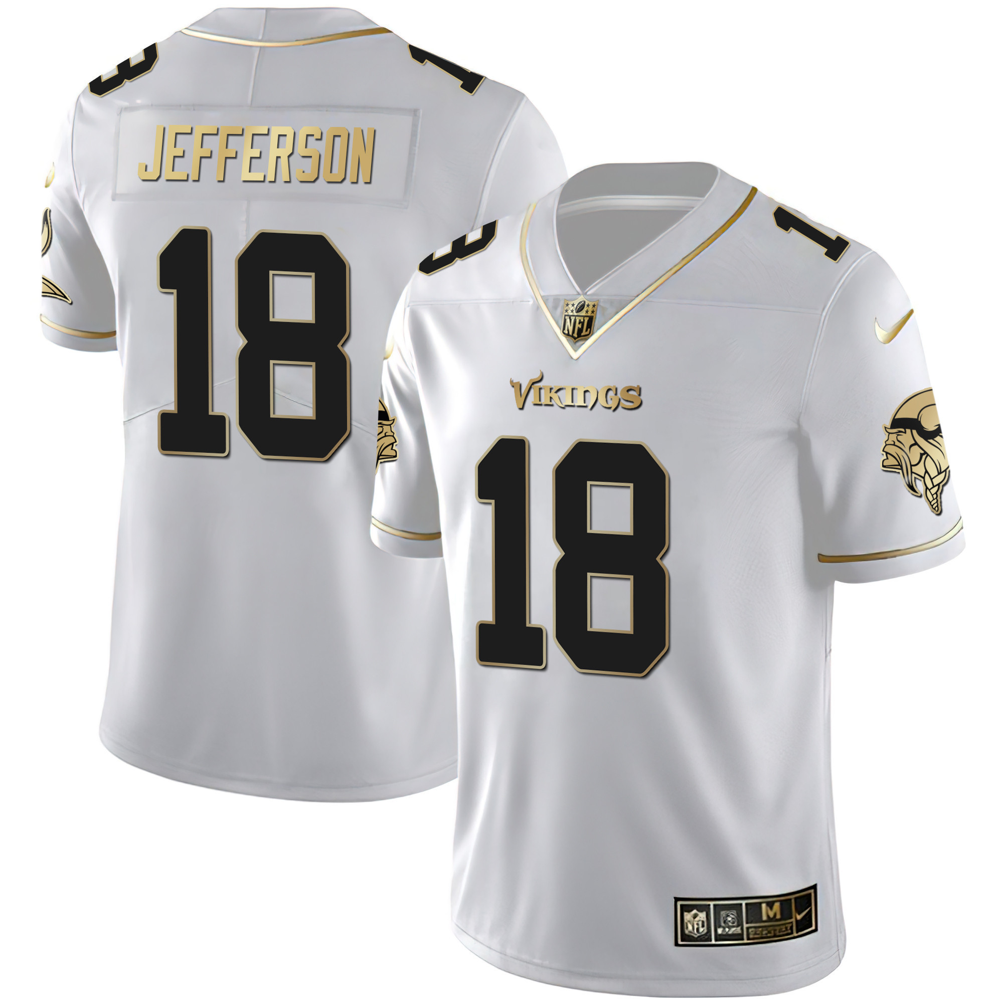 Justin Jefferson Youth's Minnesota Vikings White Gold & Black Gold White Gold Jersey - All Stitched