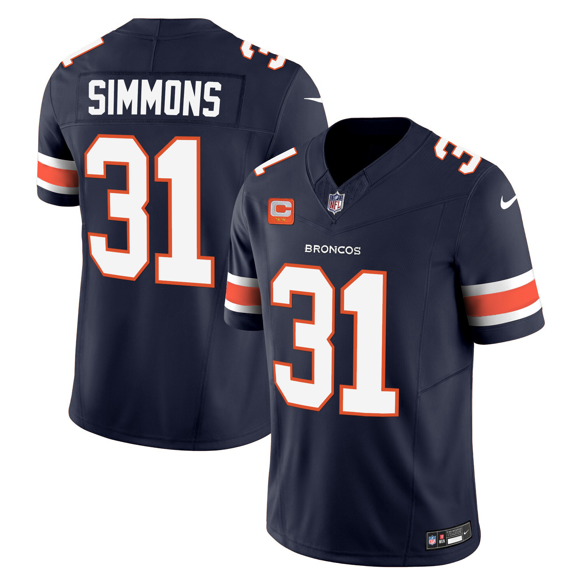 Justin Simmons Men's Denver Broncos Vapor Limited Navy Jersey - All Stitched