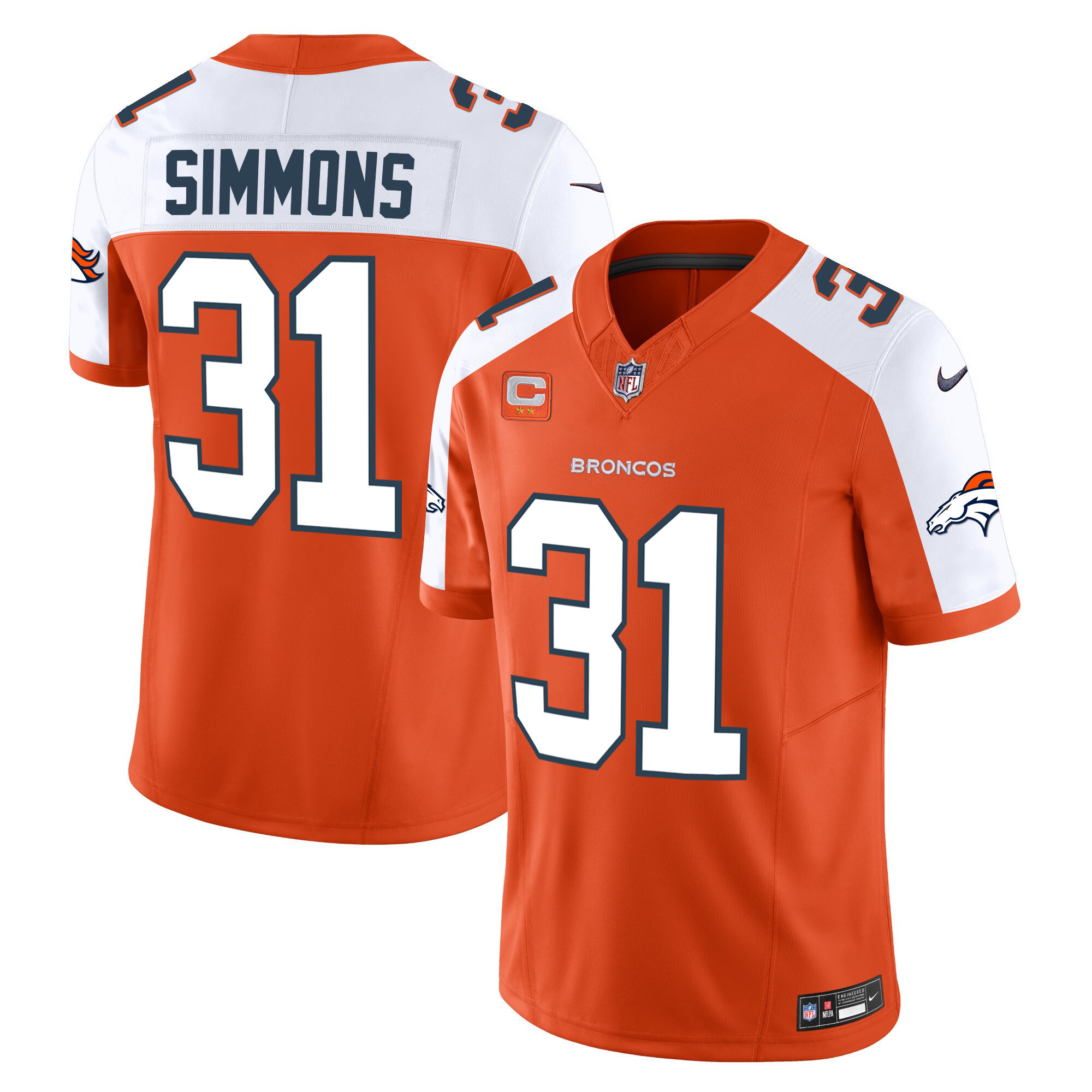Justin Simmons Men's Denver Broncos Vapor Limited Orange Alternate Jersey - All Stitched