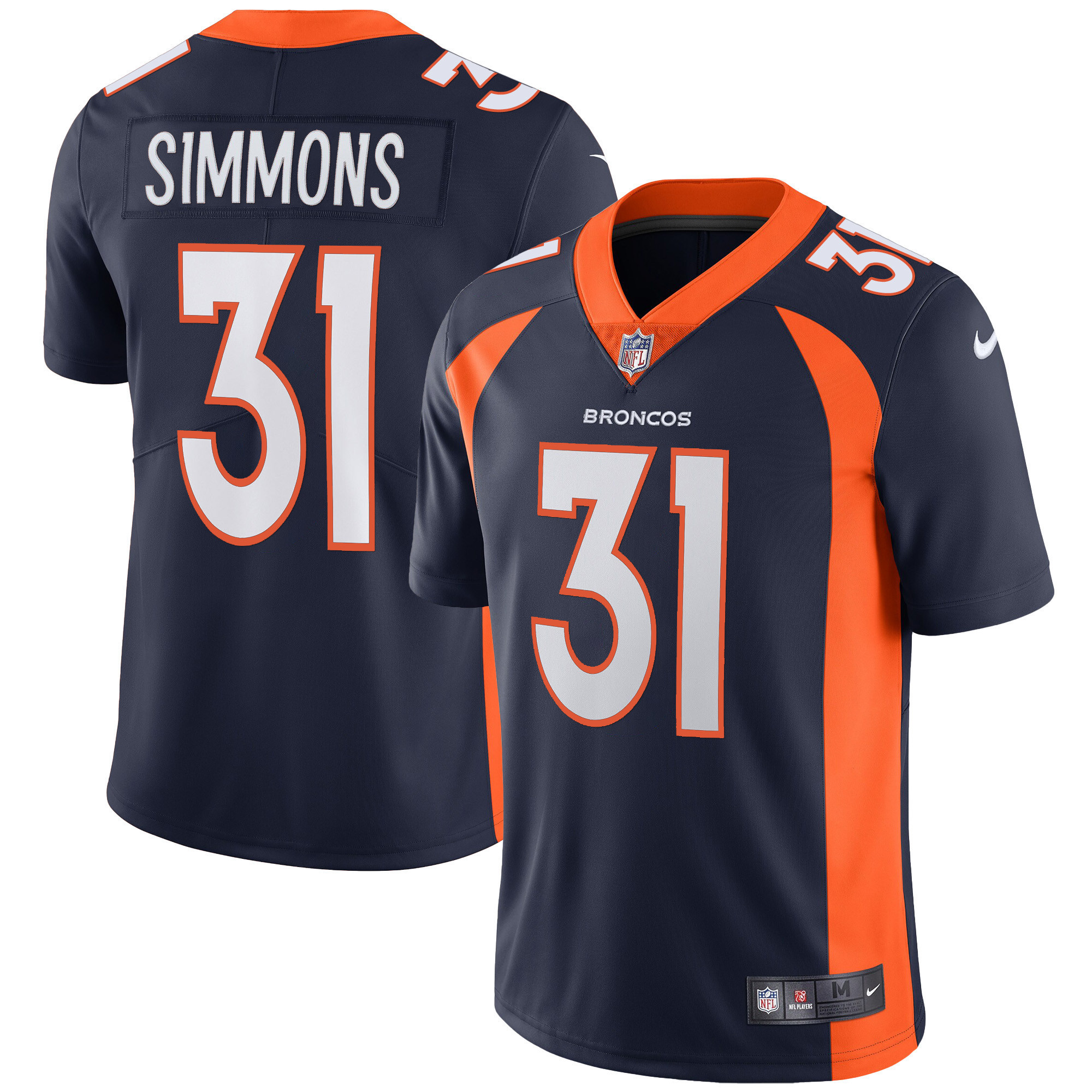 Justin Simmons Men's Denver Broncos Vapor Navy Jersey - All Stitched