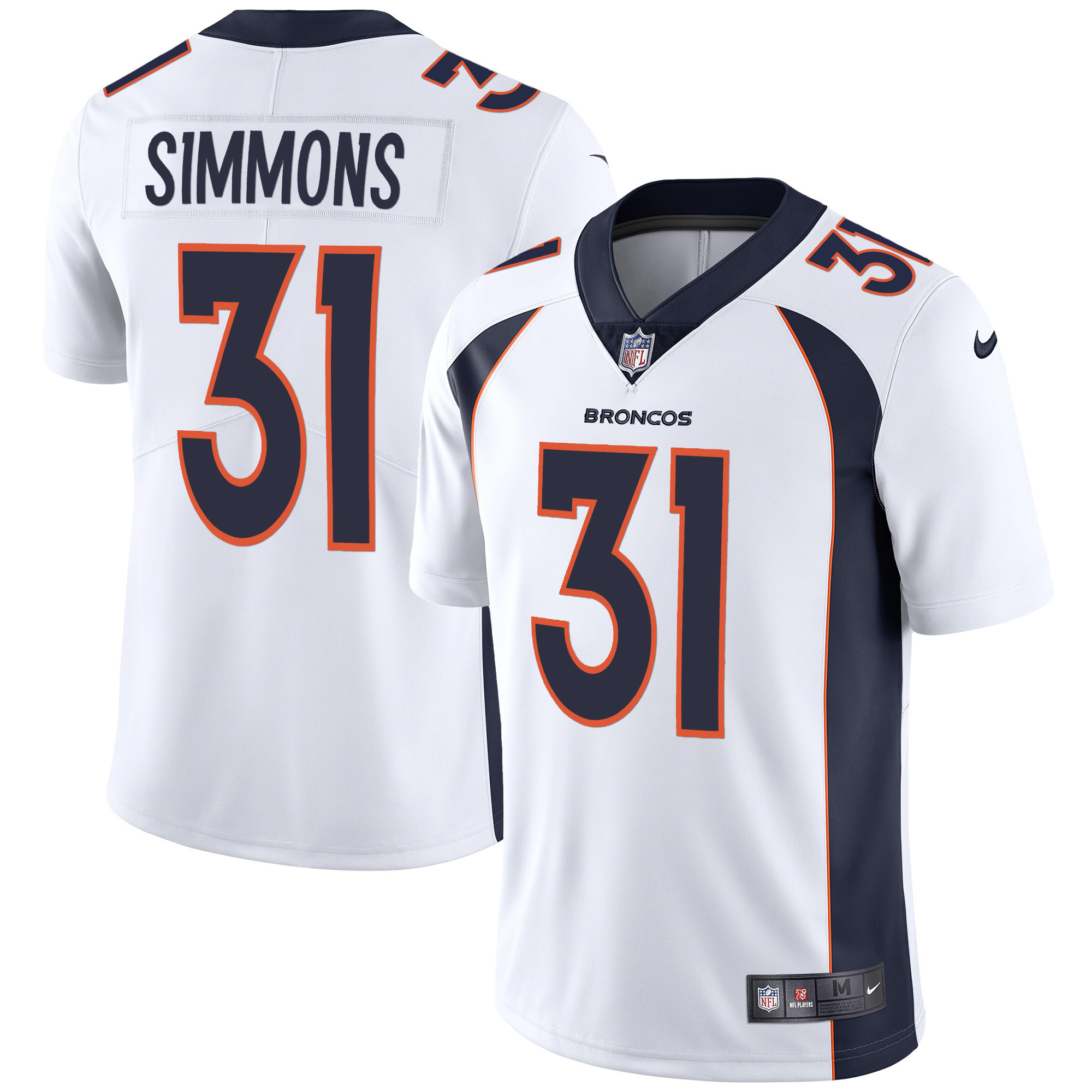 Justin Simmons Men's Denver Broncos Vapor White Jersey - All Stitched