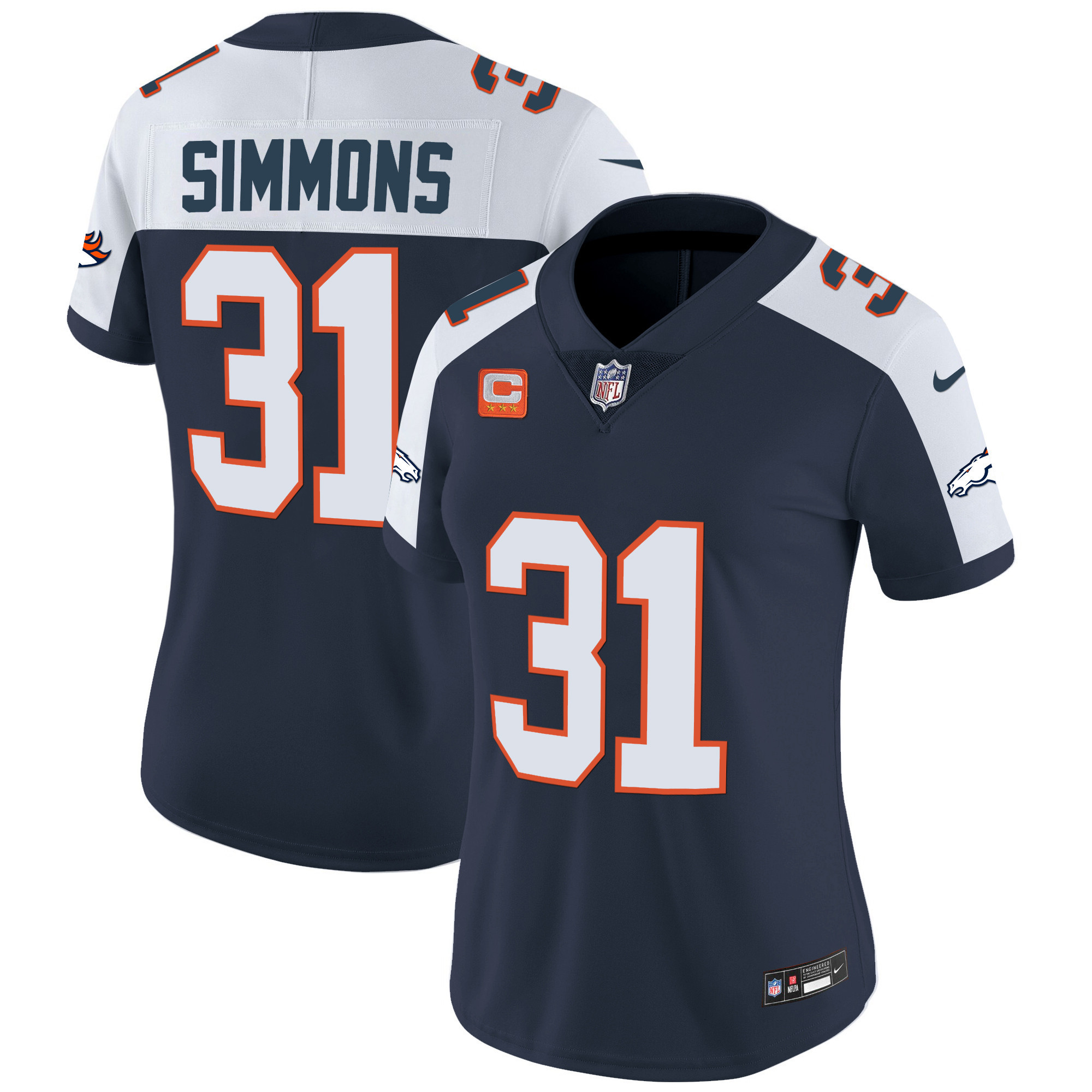 Justin Simmons Women's Denver Broncos Vapor Limited Navy Alternate Jersey - All Stitched