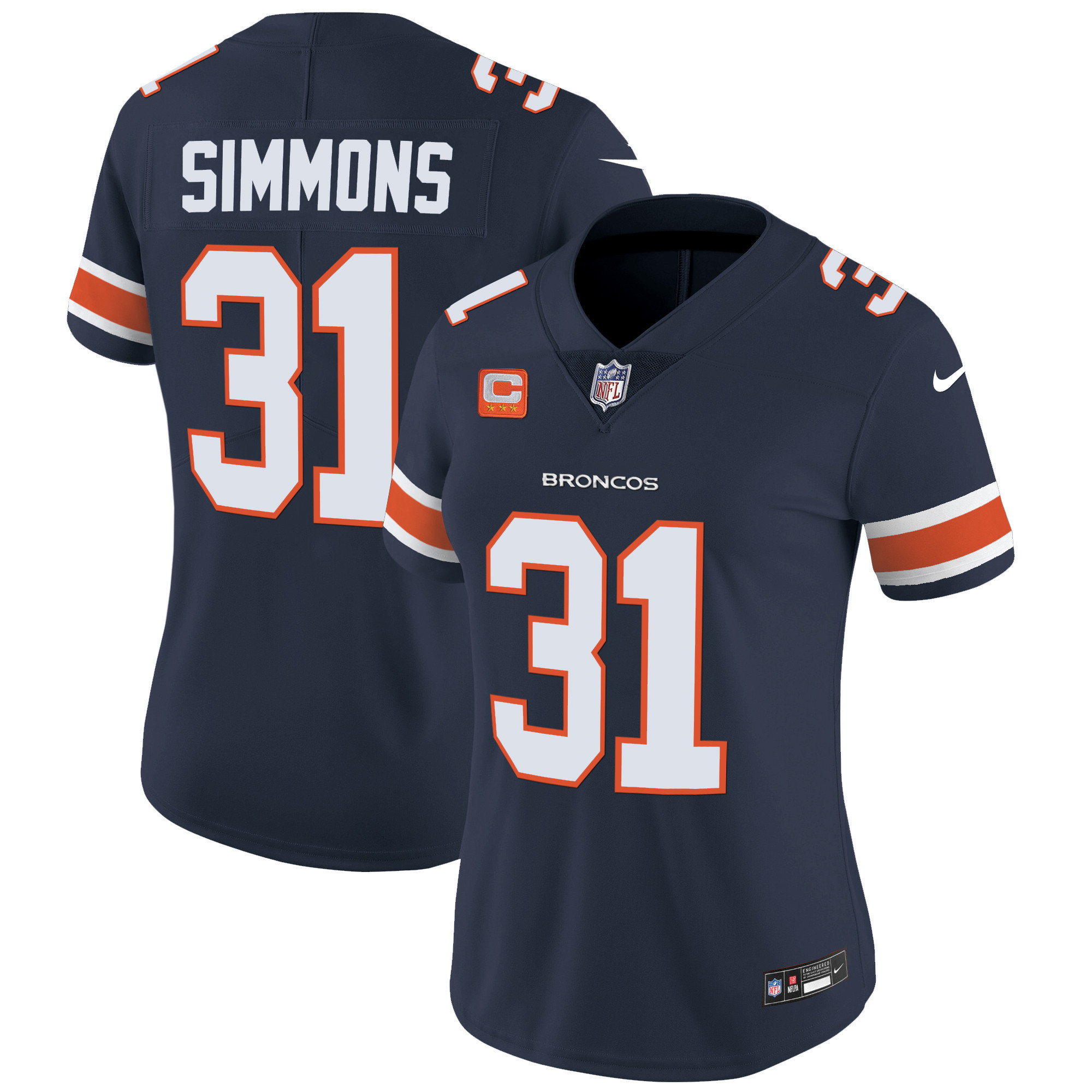 Justin Simmons Women's Denver Broncos Vapor Limited Navy Jersey - All Stitched