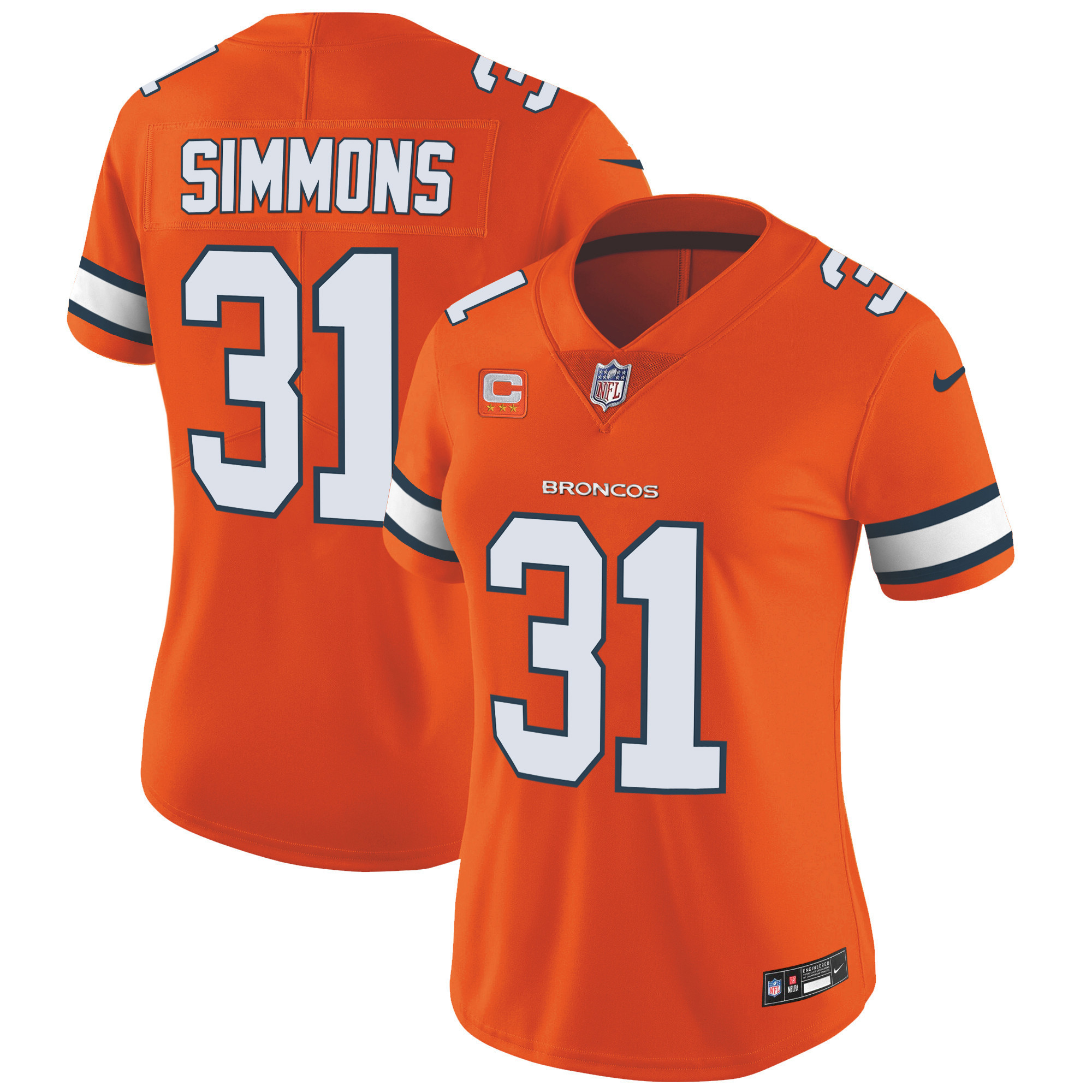 Justin Simmons Women's Denver Broncos Vapor Limited Orange Jersey - All Stitched