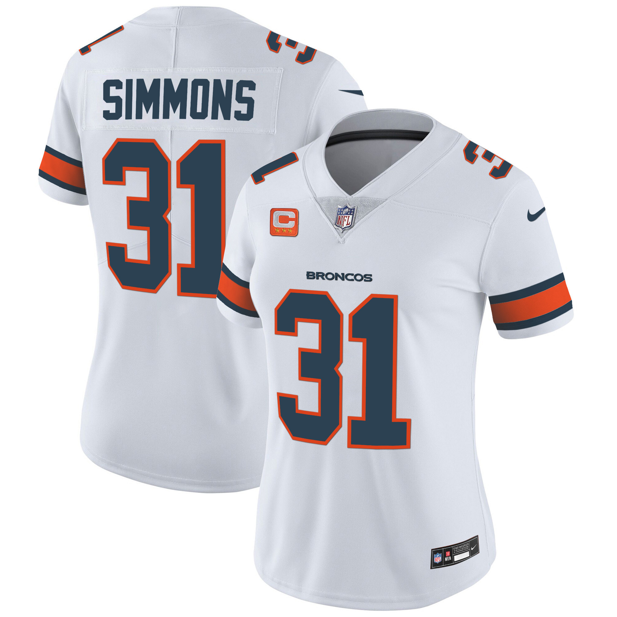Justin Simmons Women's Denver Broncos Vapor Limited White Jersey - All Stitched