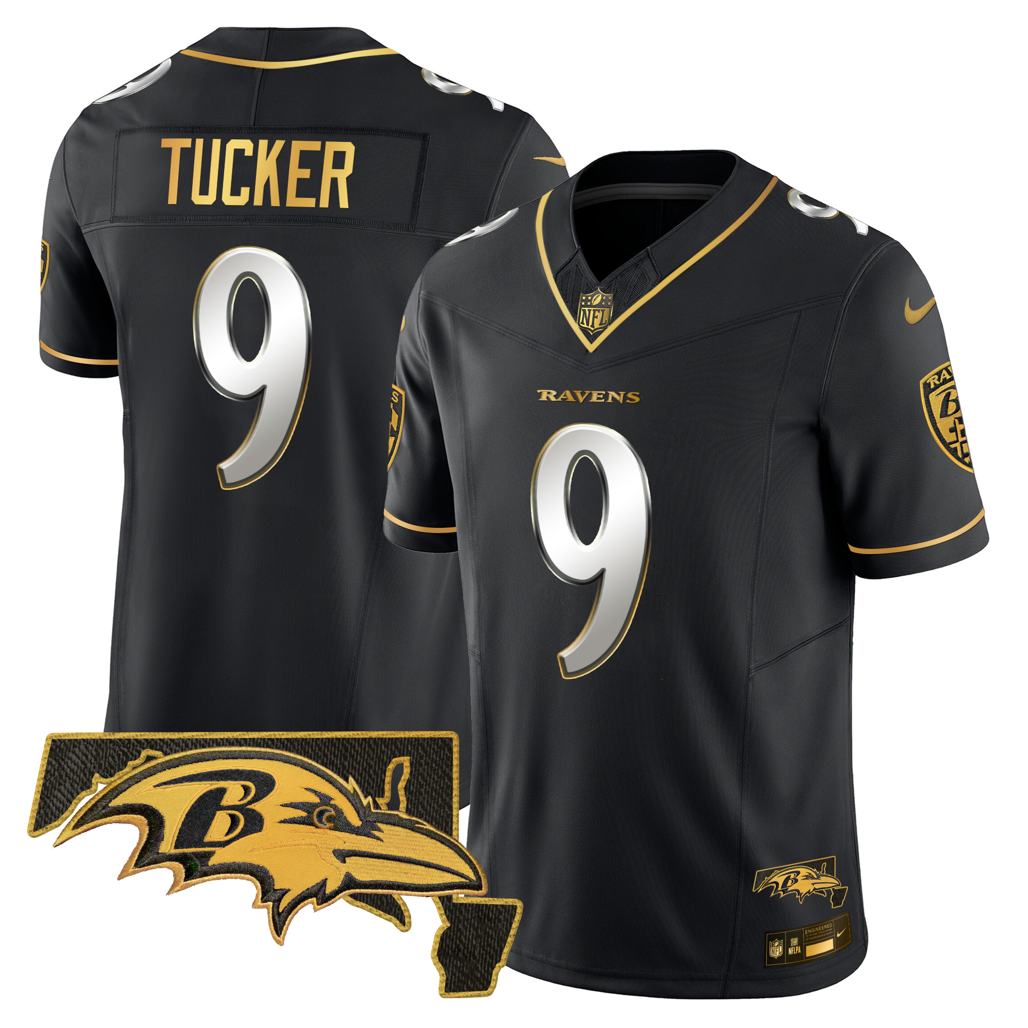 Justin Tucker Men's Baltimore Ravens 2024 Gold Vapor Limited Black Limited Jersey - All Stitched