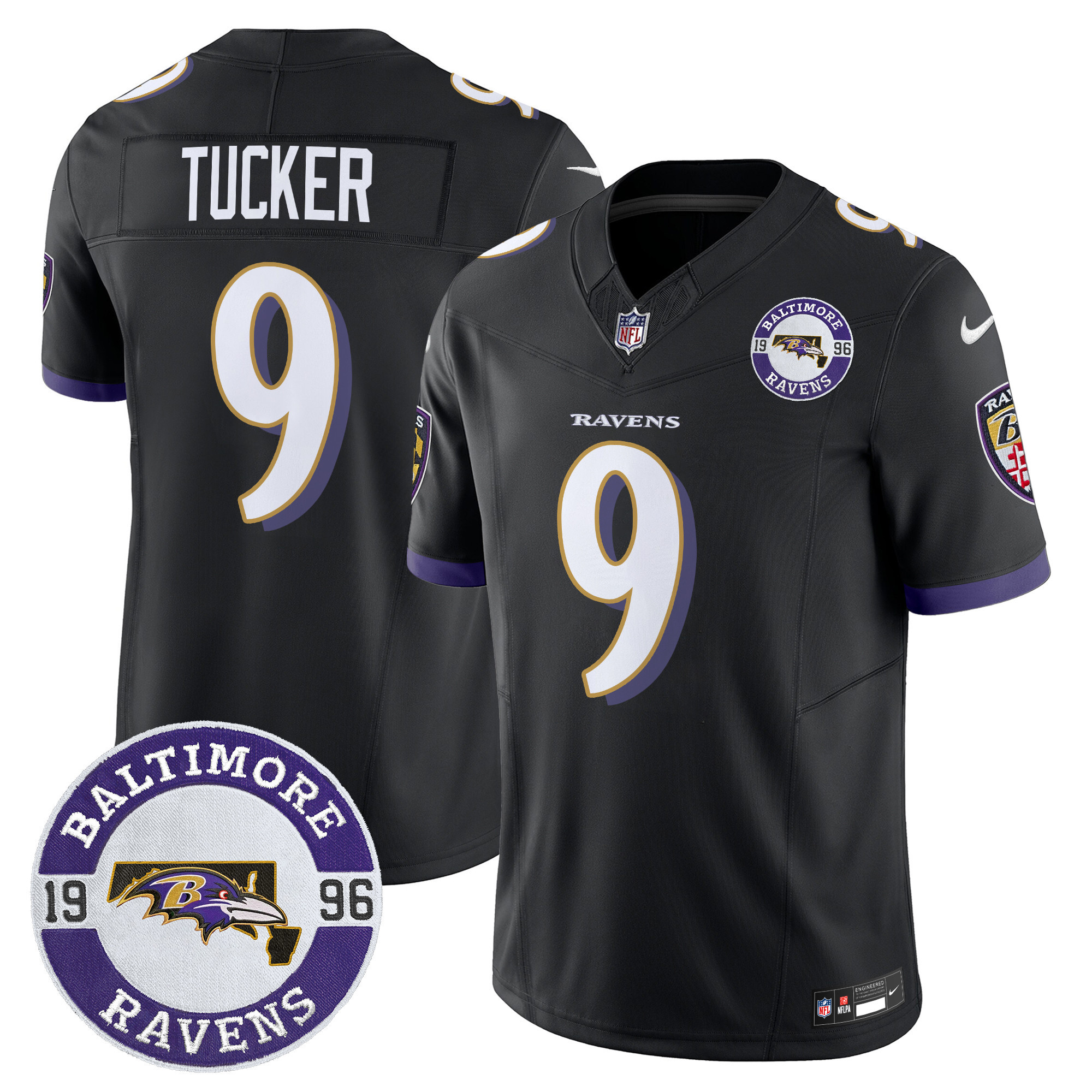 Justin Tucker Men's Baltimore Ravens 2024 Vapor Limited Black Jersey - All Stitched