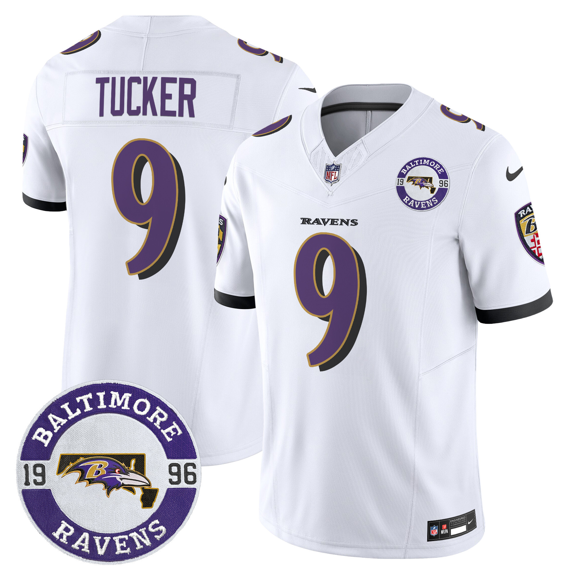 Justin Tucker Men's Baltimore Ravens 2024 Vapor Limited White Jersey - All Stitched