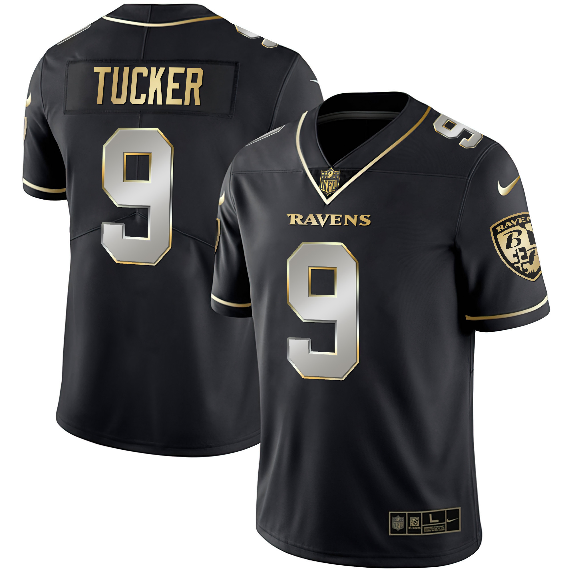 Justin Tucker Men's Baltimore Ravens Gold Vapor Black Limited Jersey - All Stitched