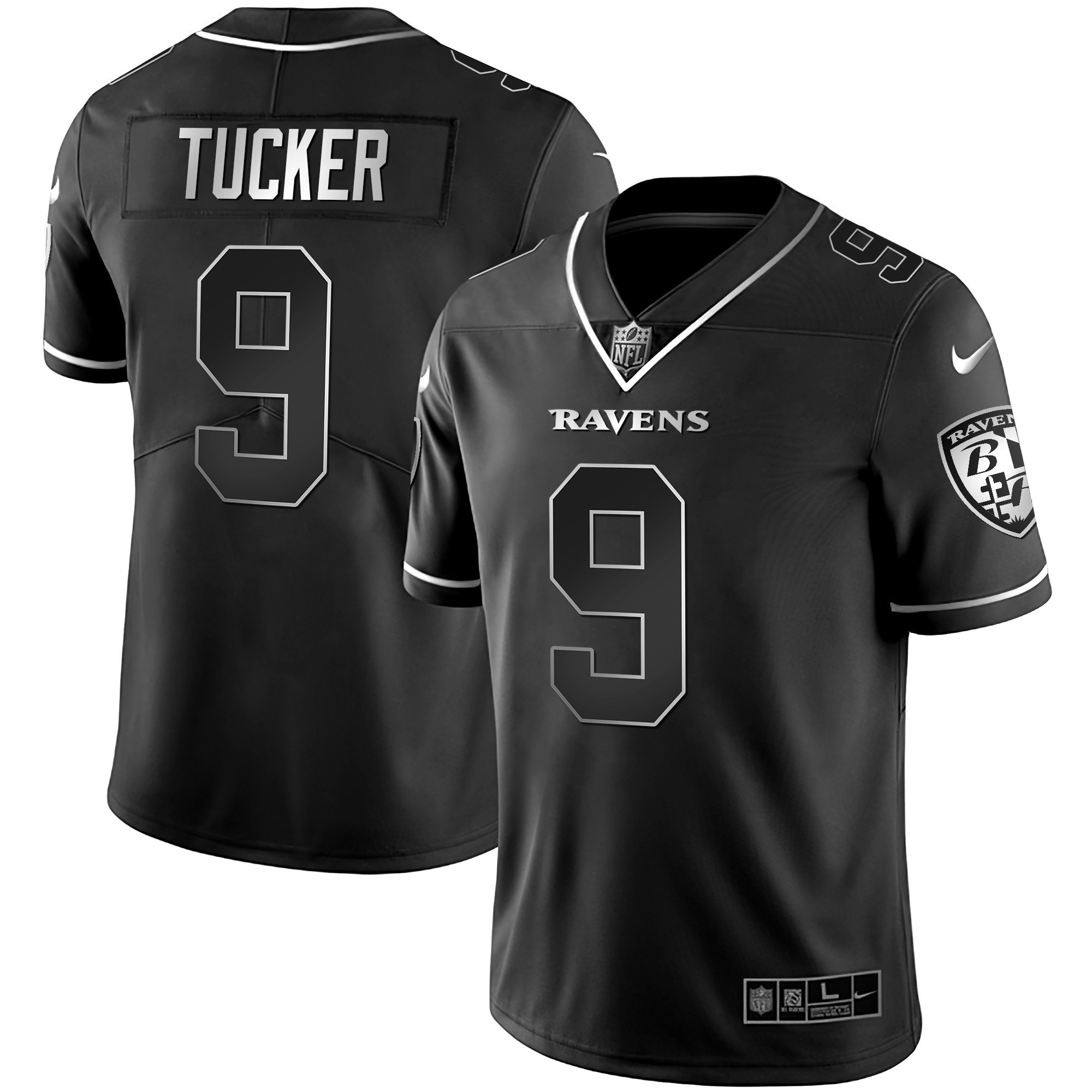 Justin Tucker Men's Baltimore Ravens Gold Vapor Black Silver Jersey - All Stitched