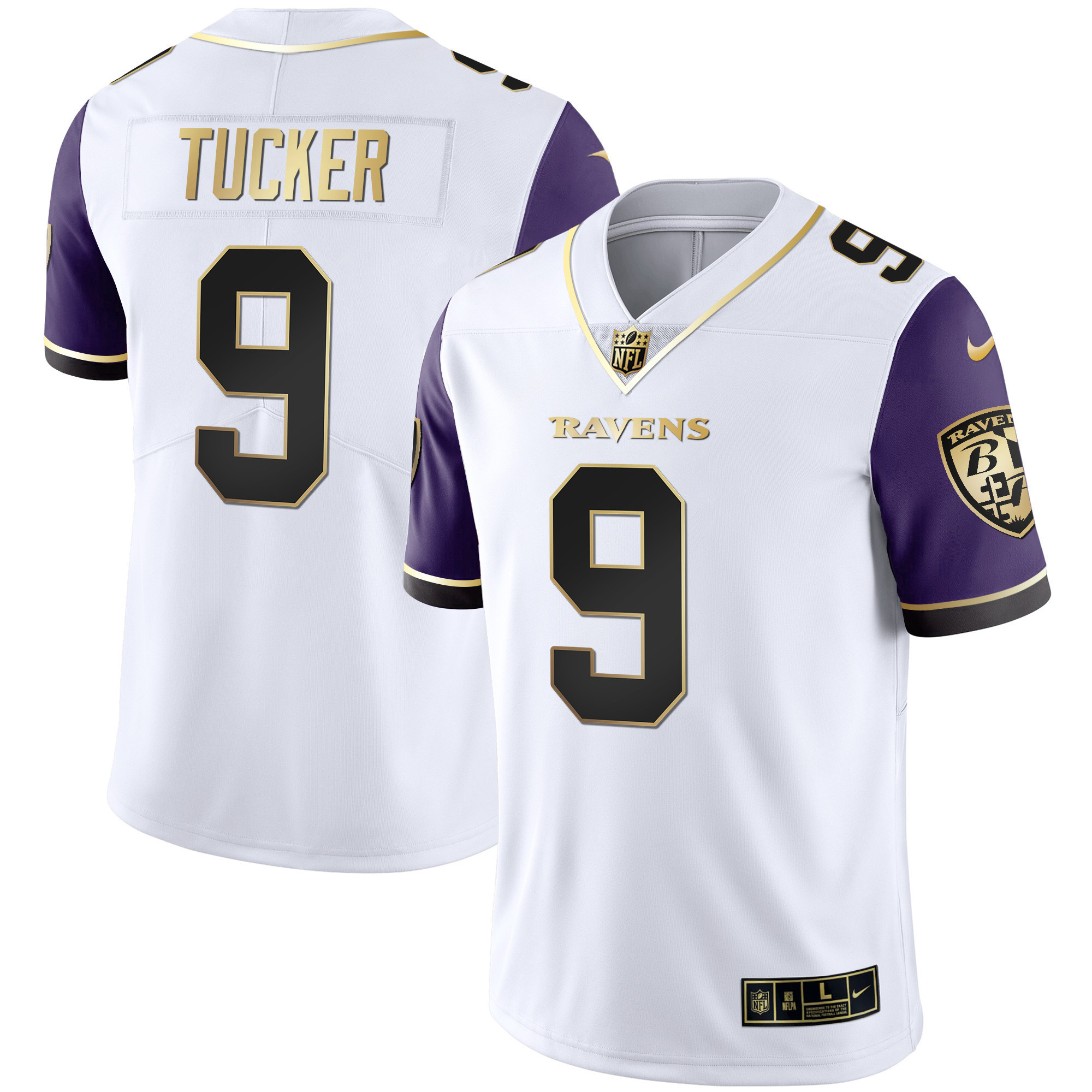 Justin Tucker Men's Baltimore Ravens Gold Vapor Color Sleeve Jersey - All Stitched