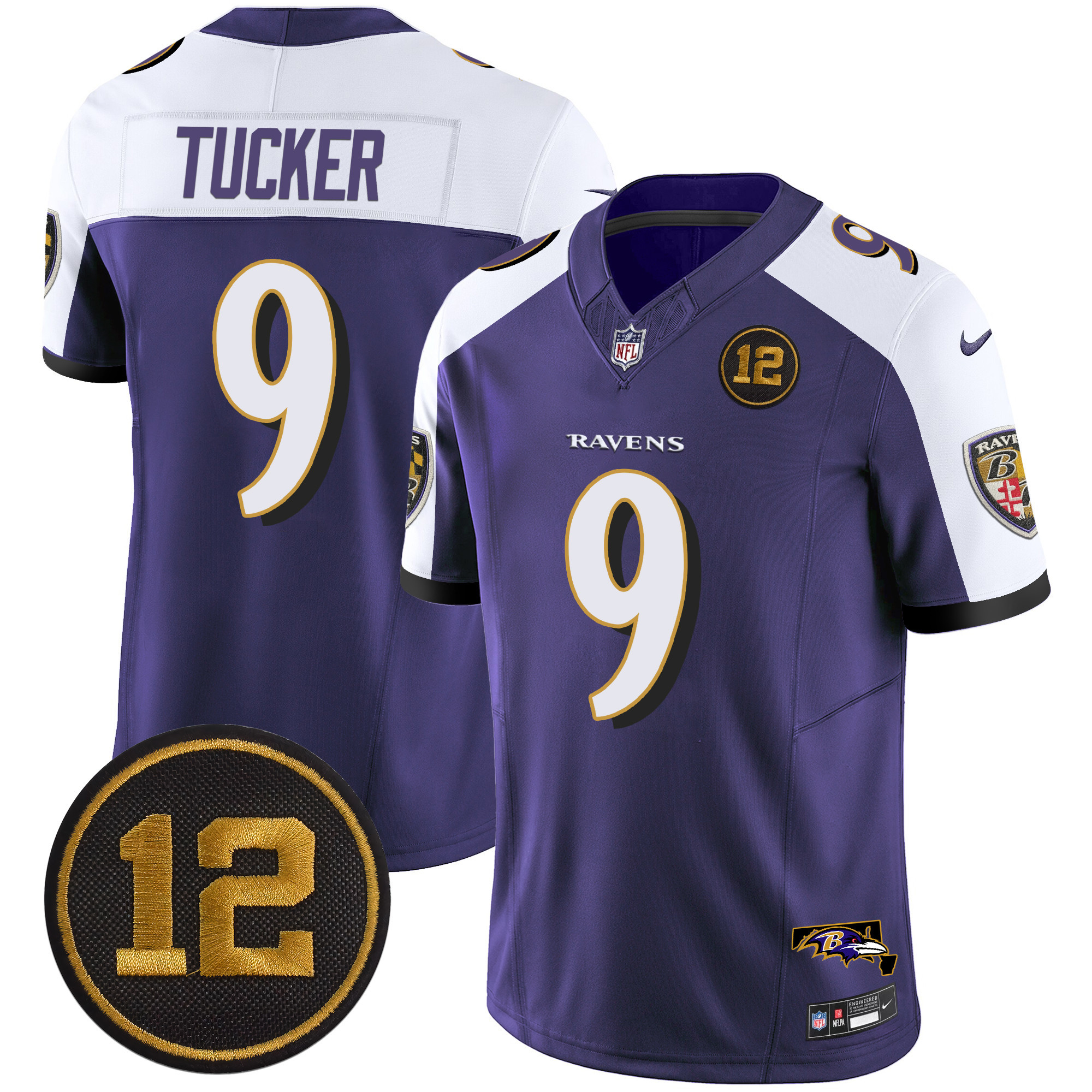 Justin Tucker Men's Baltimore Ravens Jacoby Jones Patch Vapor Limited Purple Alternate Jersey - All Stitched