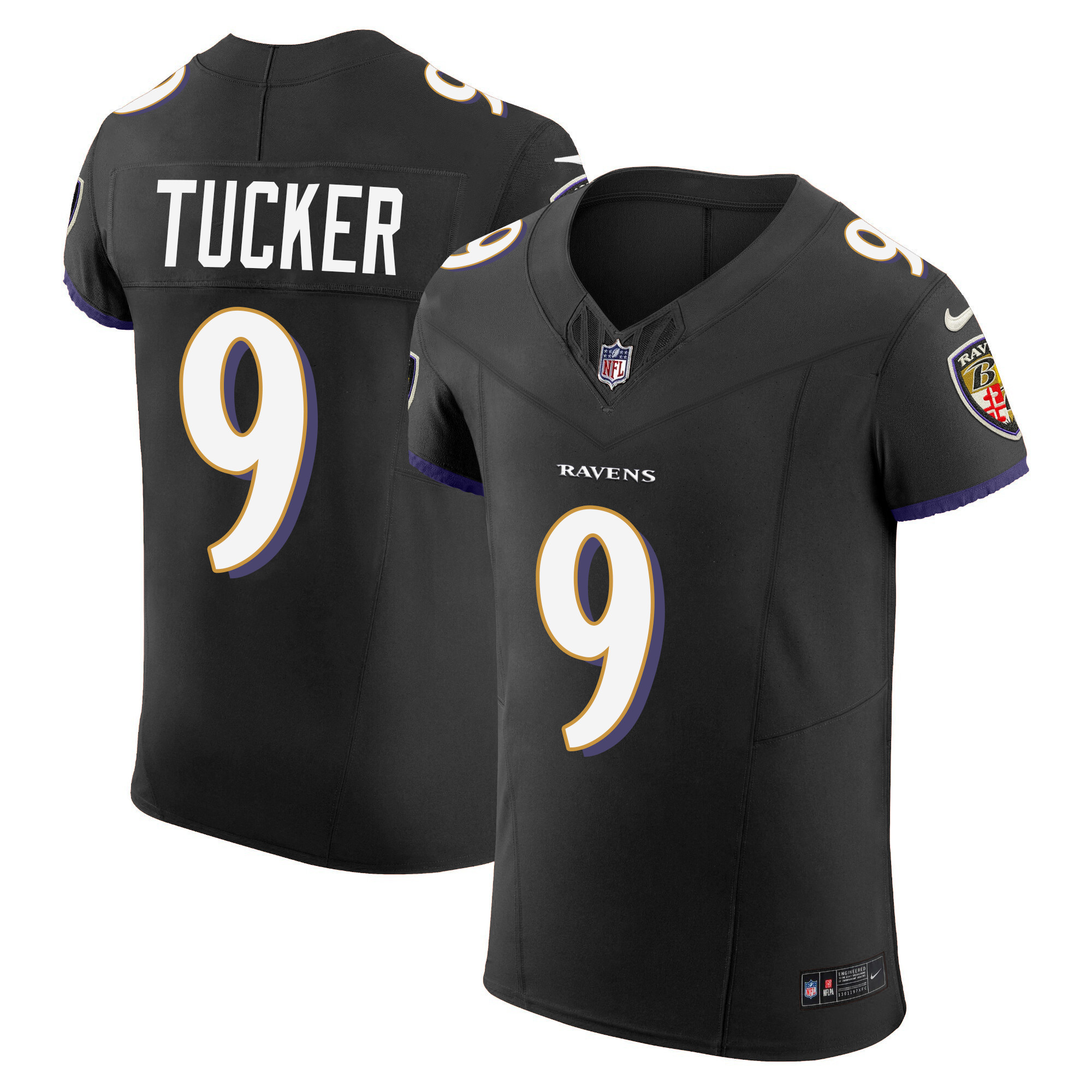 Justin Tucker Men's Baltimore Ravens Vapor Elite Black Jersey - All Stitched