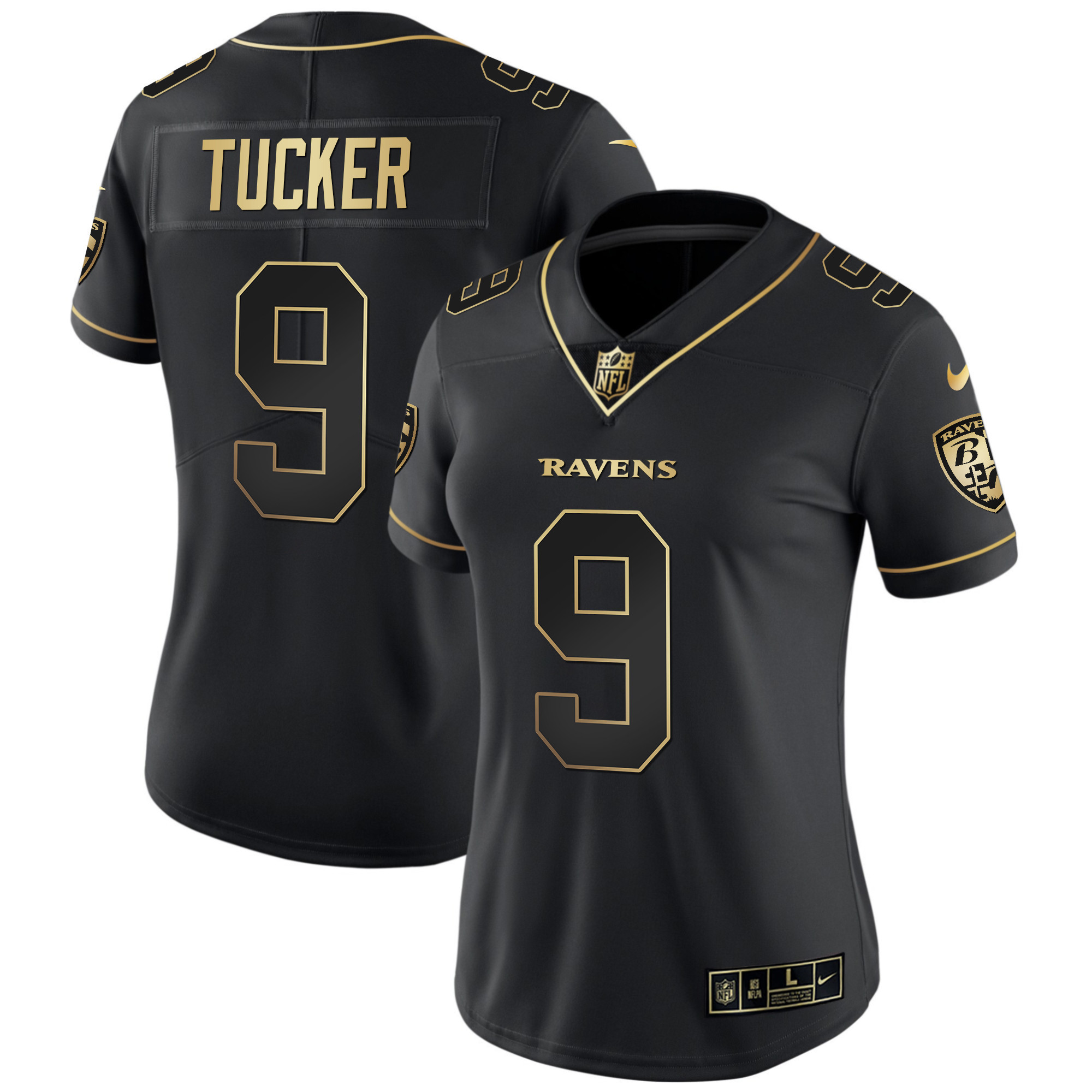 Justin Tucker Women's Baltimore Ravens Gold Vapor Black Gold Jersey - All Stitched