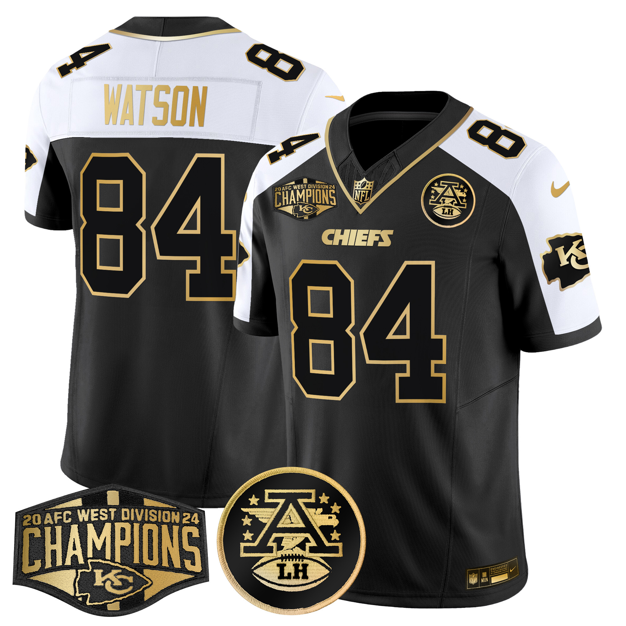 Justin Watson Men's Kansas City Chiefs 2024 AFC West Division Champions Patch Gold Vapor Limited Alternate Jersey - All Stitched