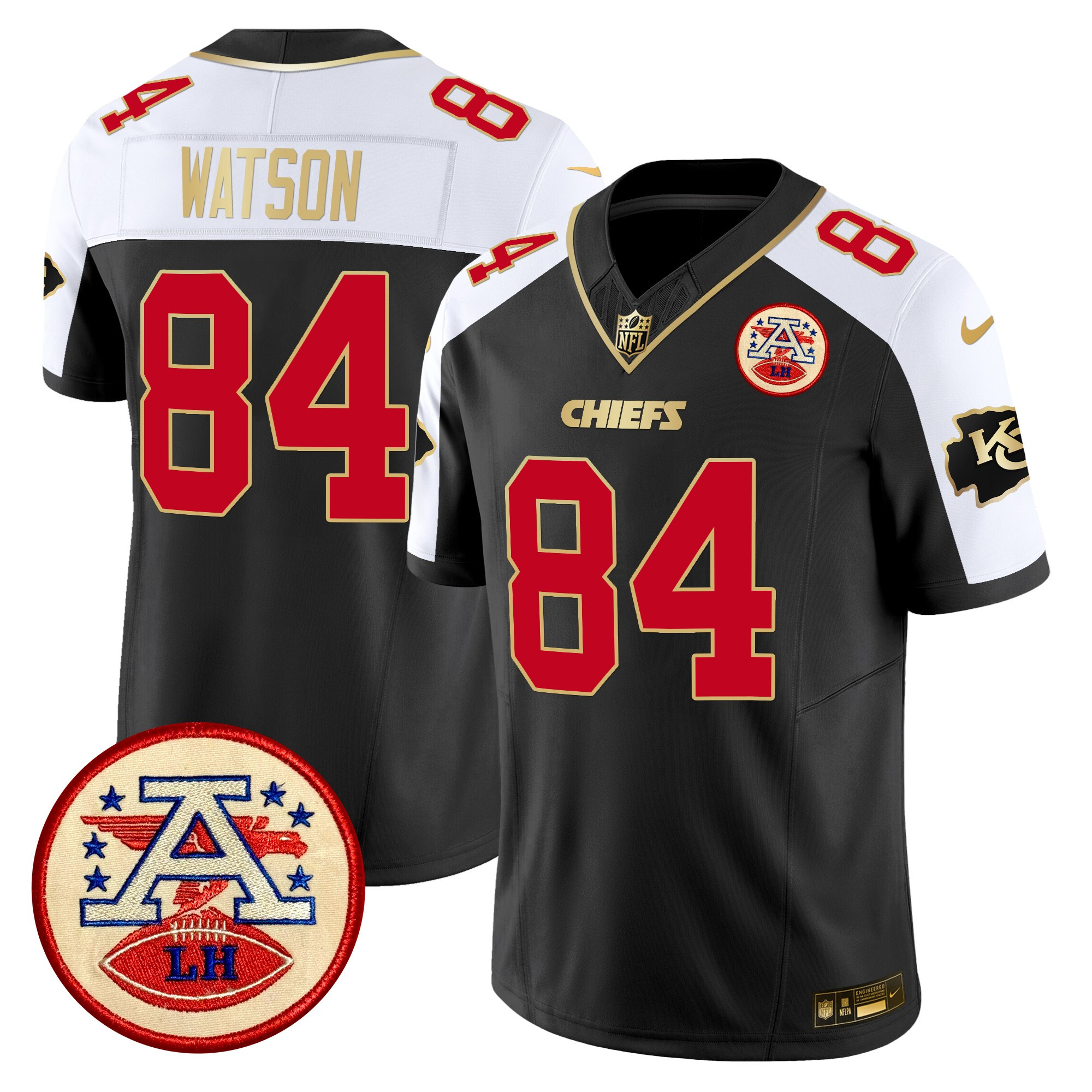 Justin Watson Men's Kansas City Chiefs 2024 Lamar Hunt Patch Vapor Limited Black Alternate Jersey - All Stitched