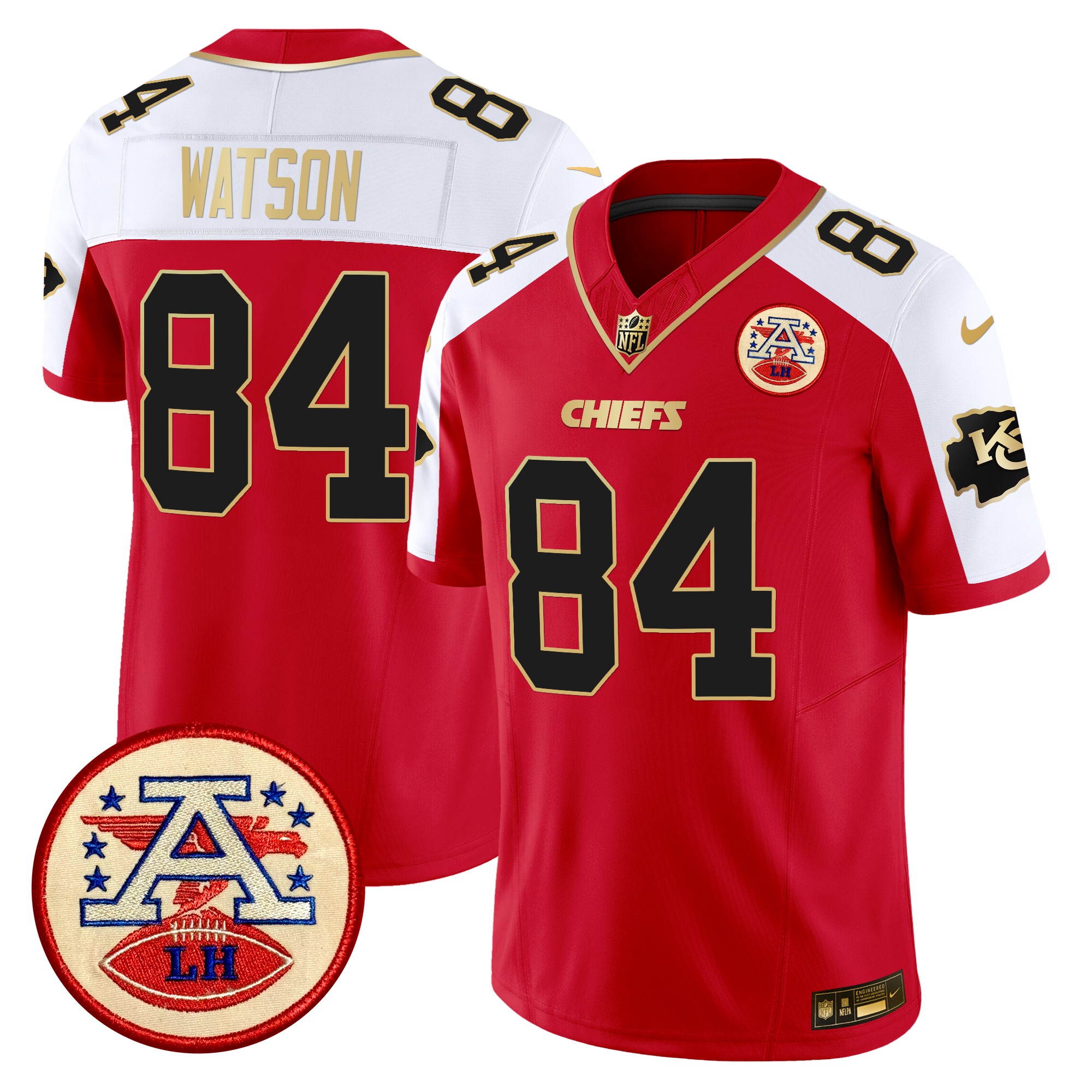 Justin Watson Men's Kansas City Chiefs 2024 Lamar Hunt Patch Vapor Limited Red Alternate Jersey - All Stitched