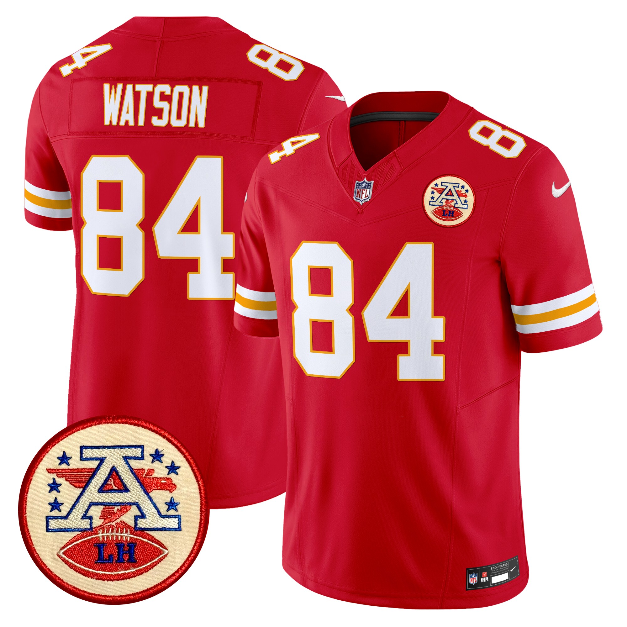 Justin Watson Men's Kansas City Chiefs 2024 Lamar Hunt Patch Vapor Limited Red Jersey - All Stitched