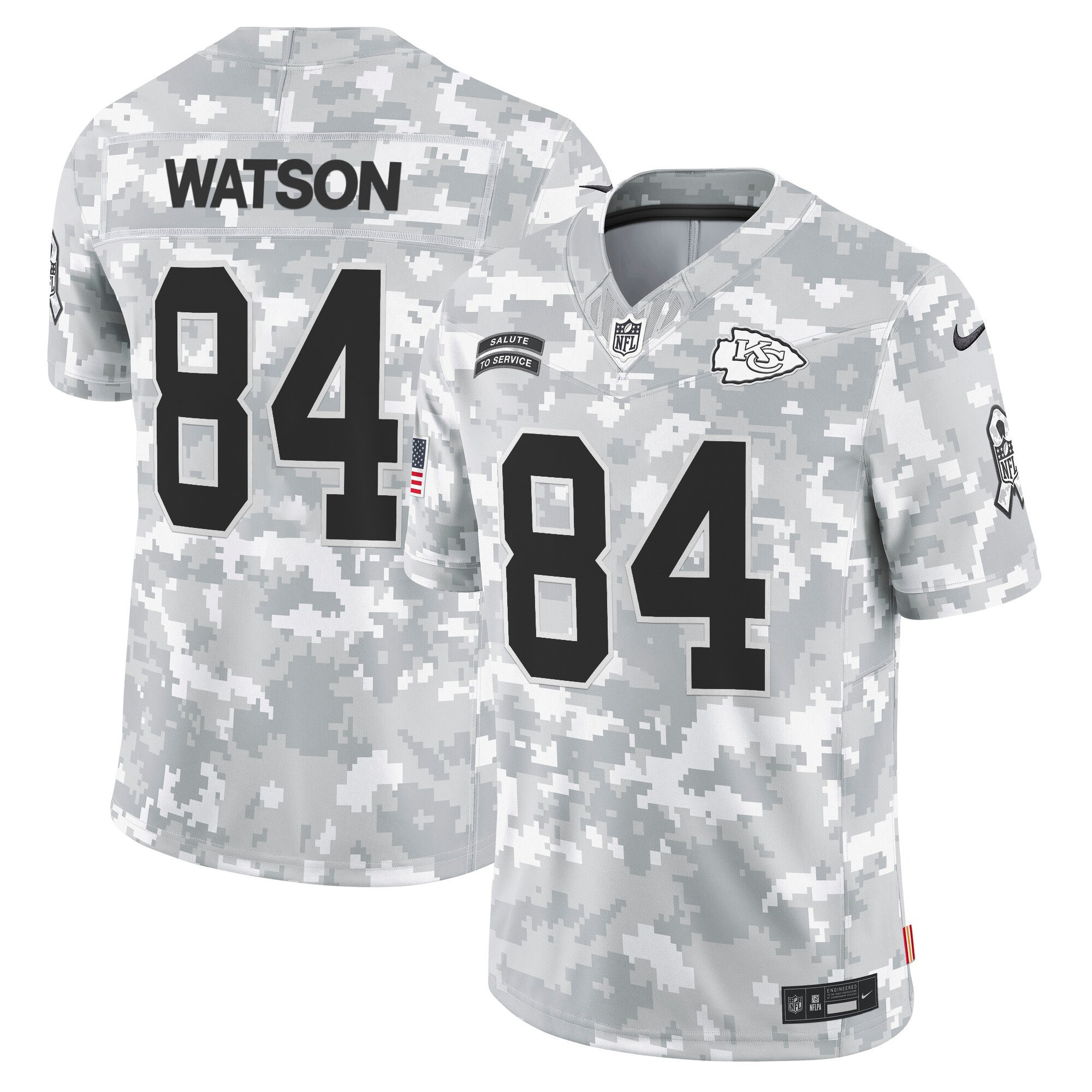 Justin Watson Men's Kansas City Chiefs 2024 Salute to Service Vapor Limited Arctic Camo Jersey - All Stitched