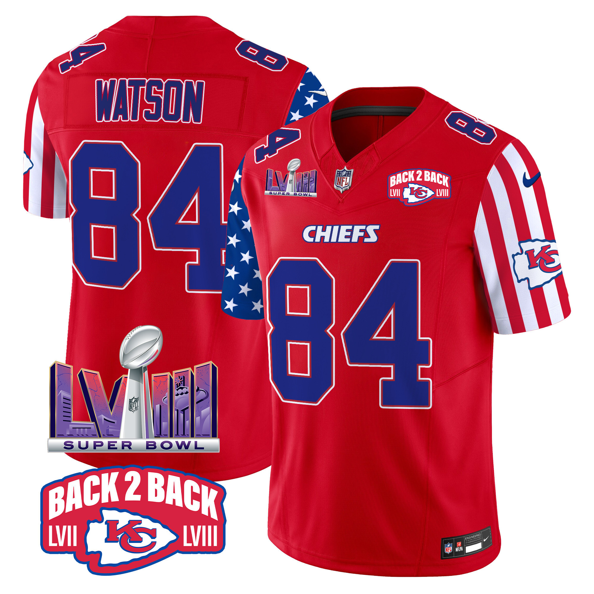 Justin Watson Men's Kansas City Chiefs American Style Vapor Limited Red Jersey - All Stitched