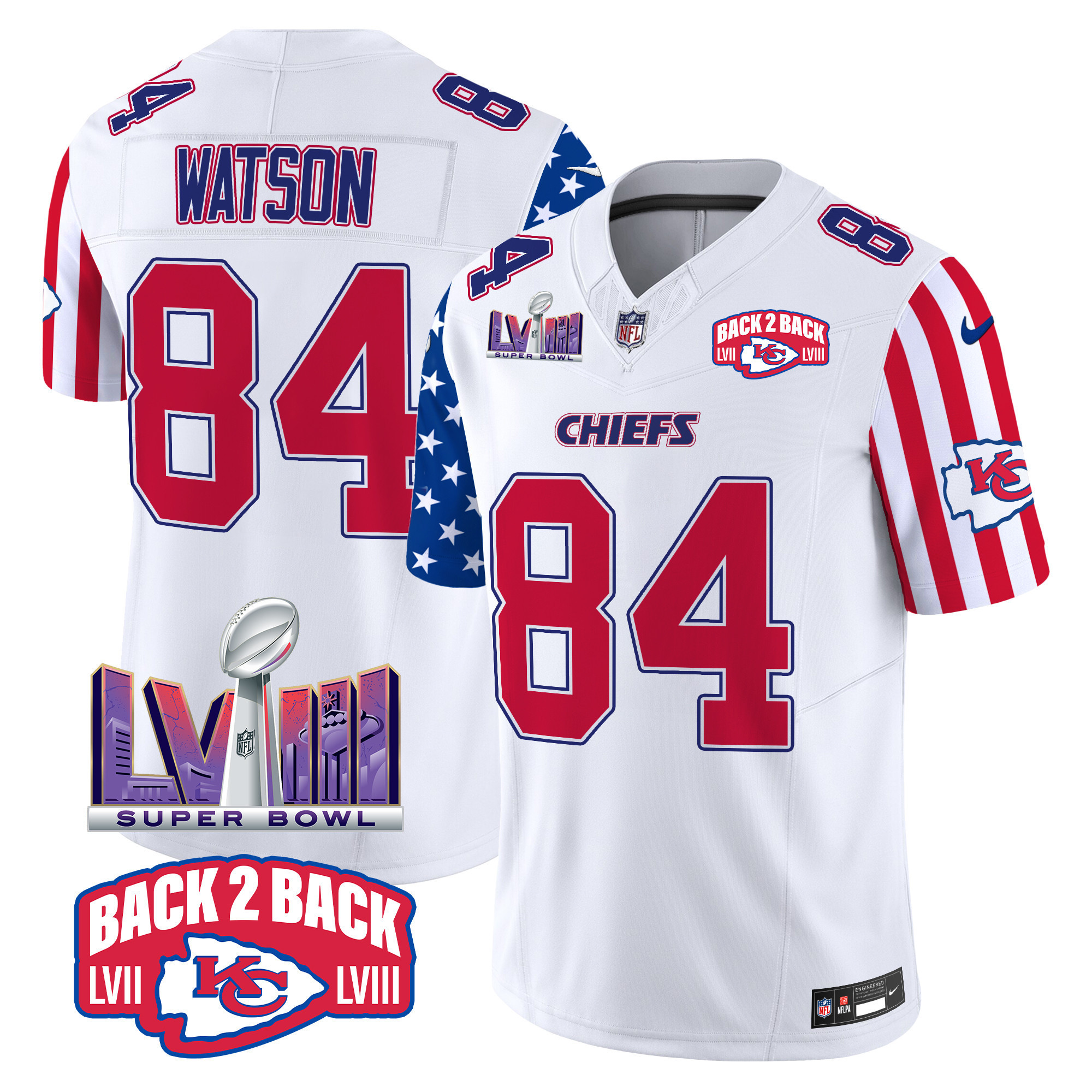 Justin Watson Men's Kansas City Chiefs American Style Vapor Limited White Jersey - All Stitched