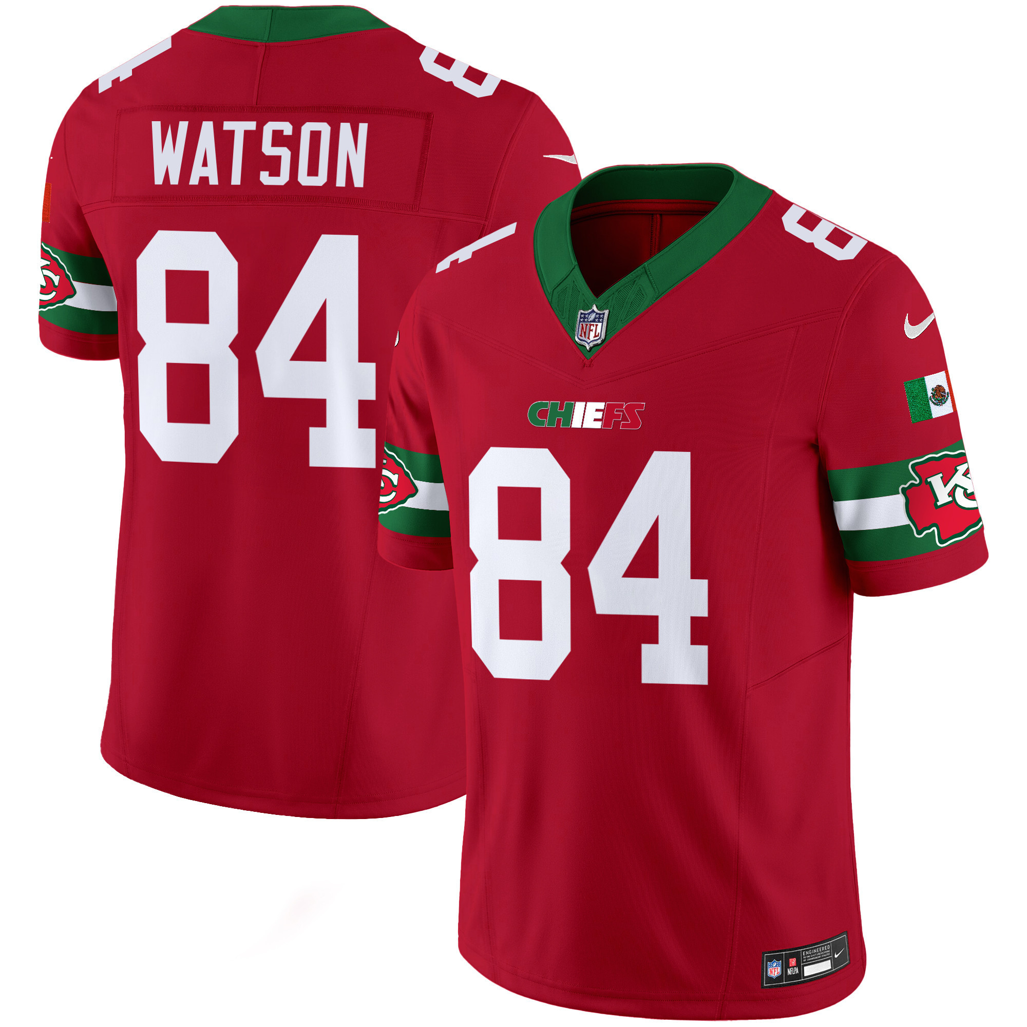 Justin Watson Men's Kansas City Chiefs Mexico Vapor Limited Red Jersey - All Stitched
