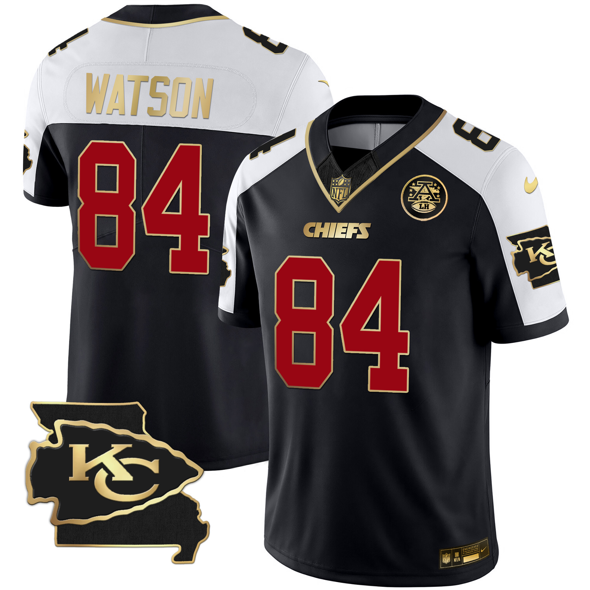 Justin Watson Men's Kansas City Chiefs Missouri Patch Vapor Limited Black Alternate Jersey - All Stitched