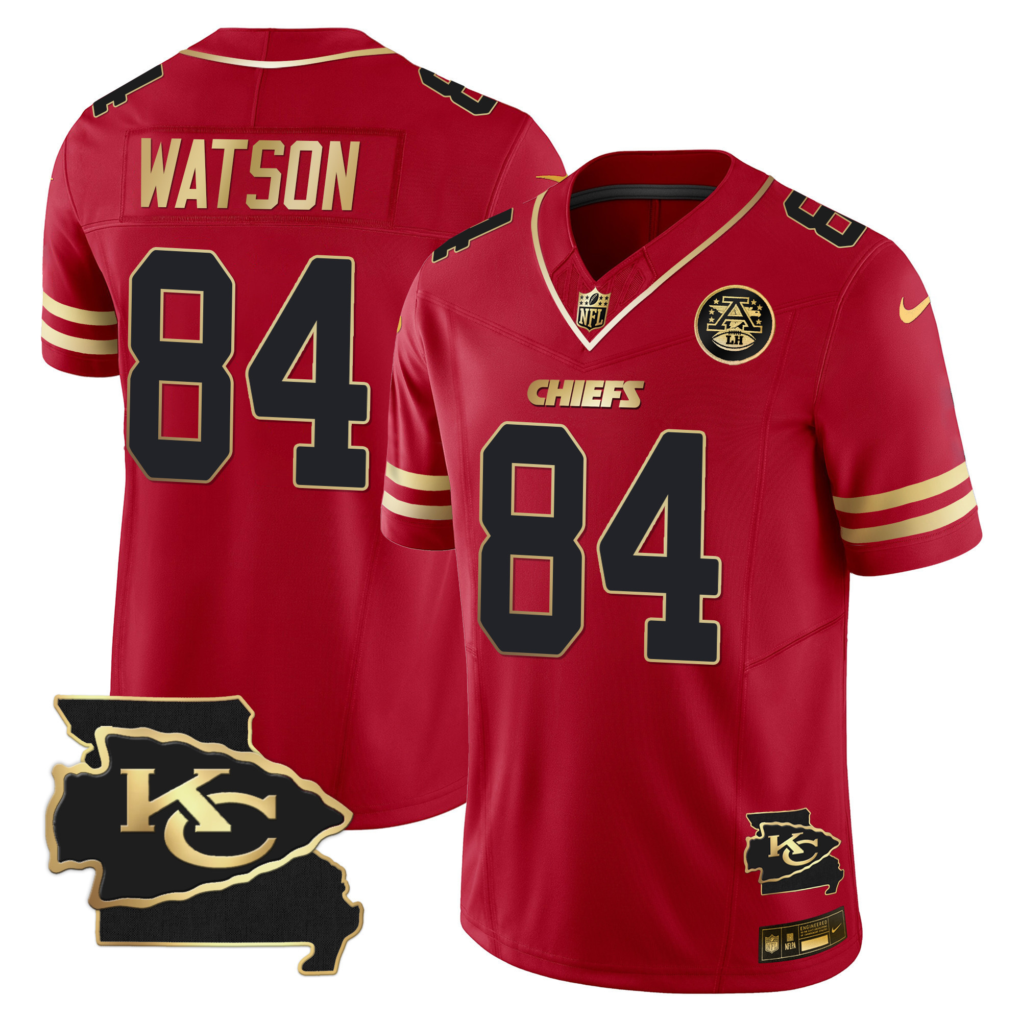 Justin Watson Men's Kansas City Chiefs Missouri Patch Vapor Limited Black Red Jersey - All Stitched