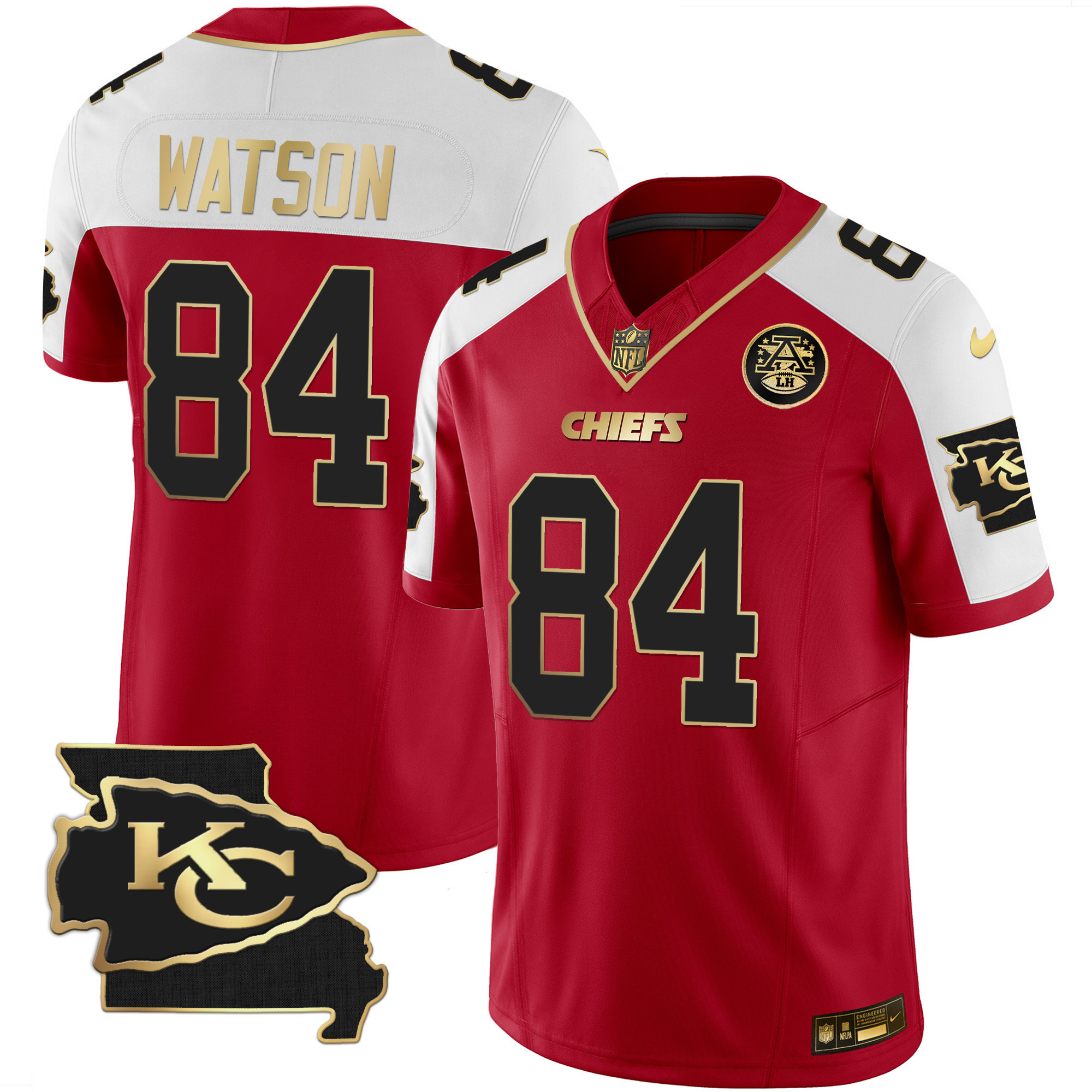 Justin Watson Men's Kansas City Chiefs Missouri Patch Vapor Limited Red Alternate Jersey - All Stitched