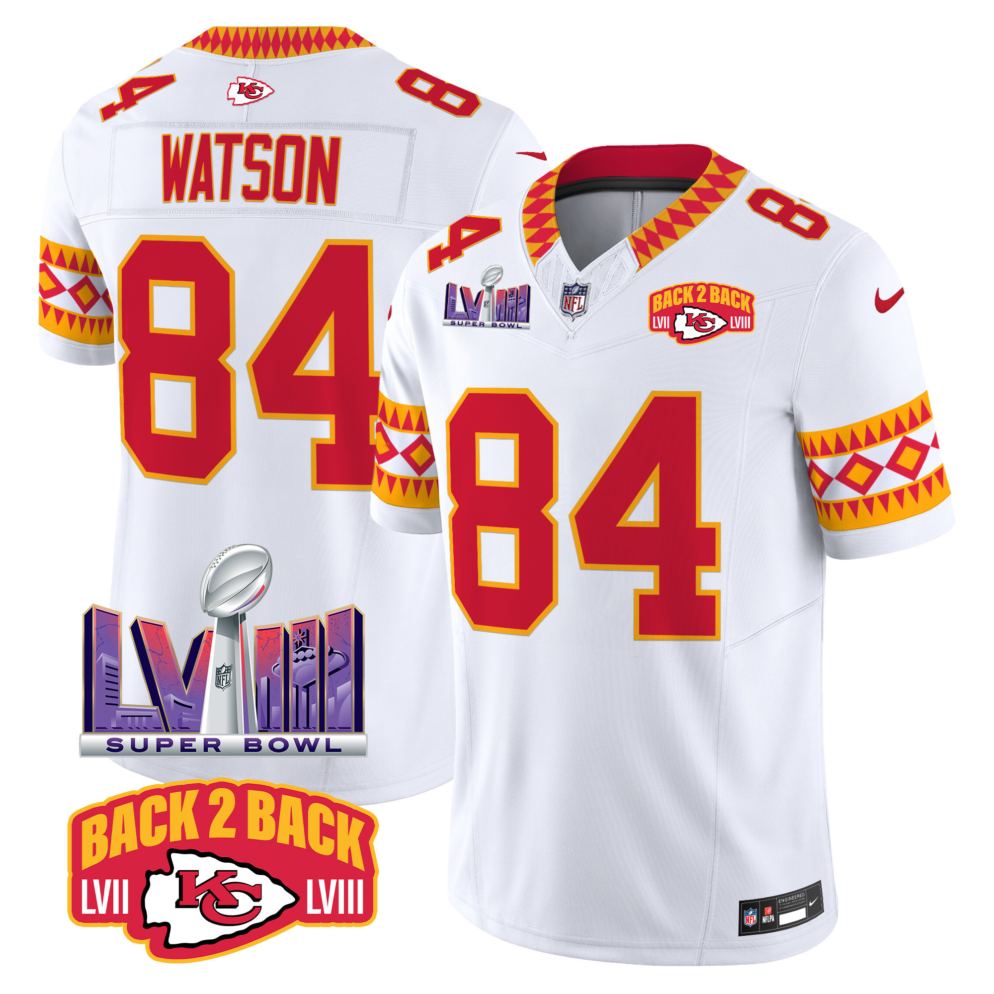 Justin Watson Men's Kansas City Chiefs Special Vapor Limited White Jersey - All Stitched