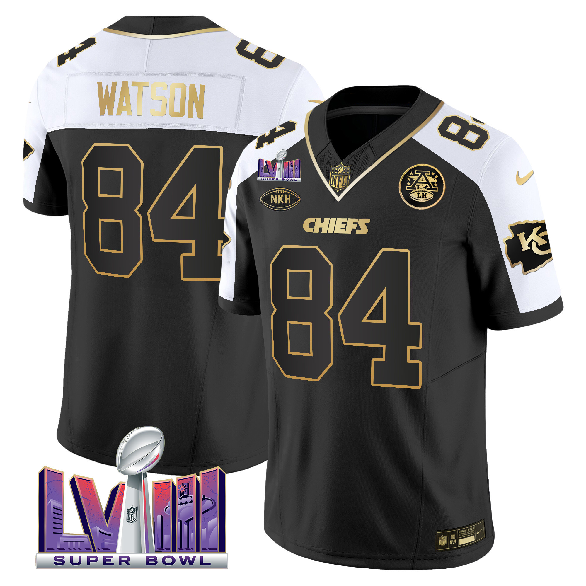 Justin Watson Men's Kansas City Chiefs Super Bowl LVIII Patch Vapor Alternate Jersey - All Stitched