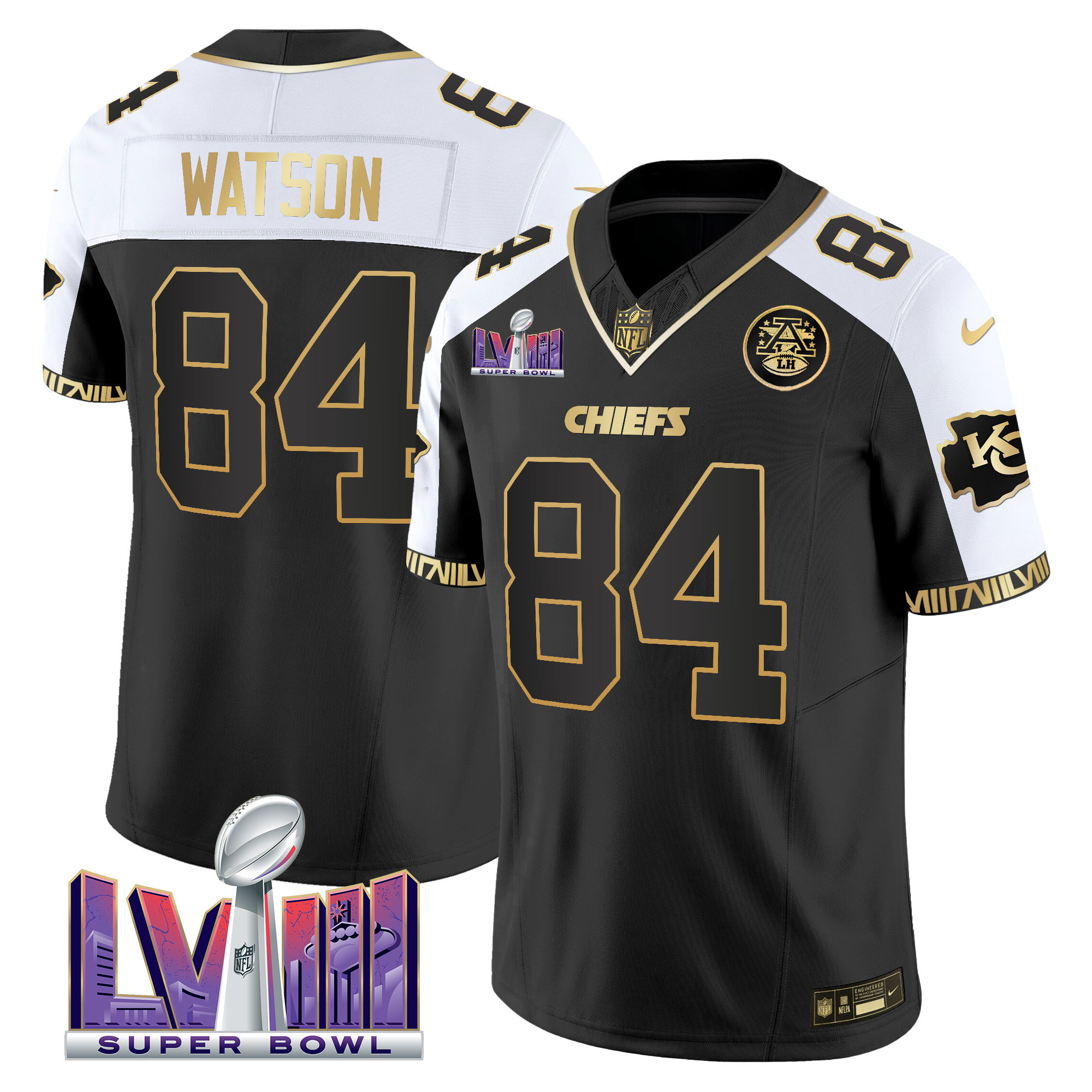 Justin Watson Men's Kansas City Chiefs Super Bowl LVIII Pattern Vapor Alternate Jersey - All Stitched