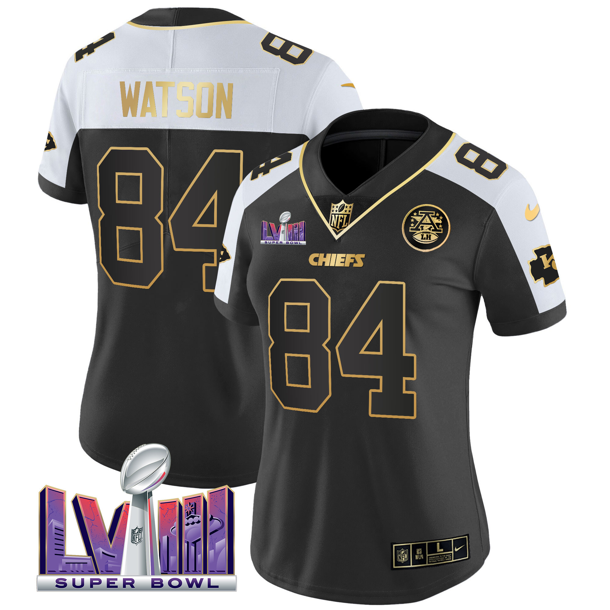 Justin Watson Women's Kansas City Chiefs Super Bowl LVIII Patch Vapor Alternate Jersey - All Stitched