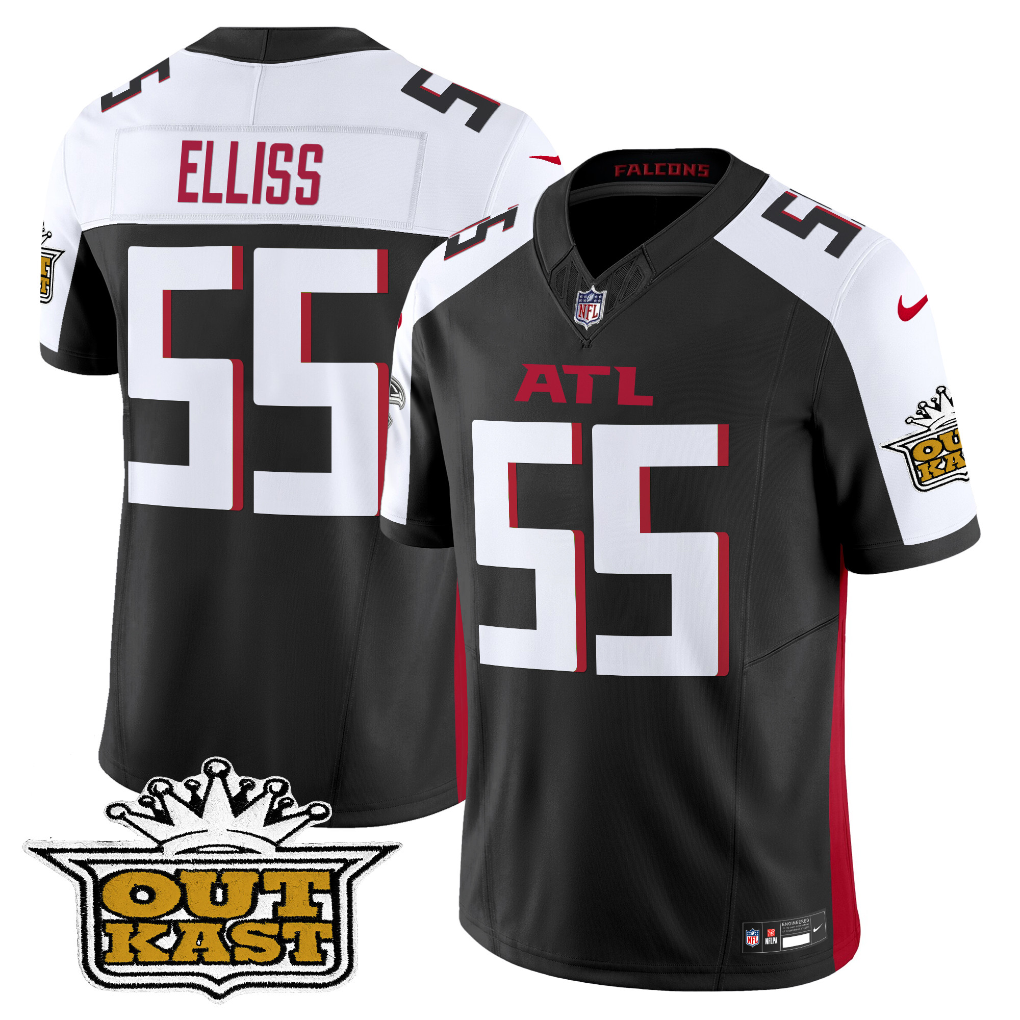 Kaden Elliss Men's Outkast x Atlanta Falcons 2024 Vapor Limited Black Alternate Jersey - All Stitched